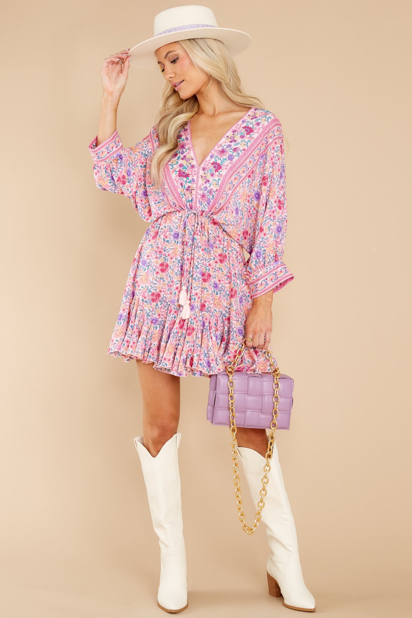 Love Blossoms Pink Floral Print Dress