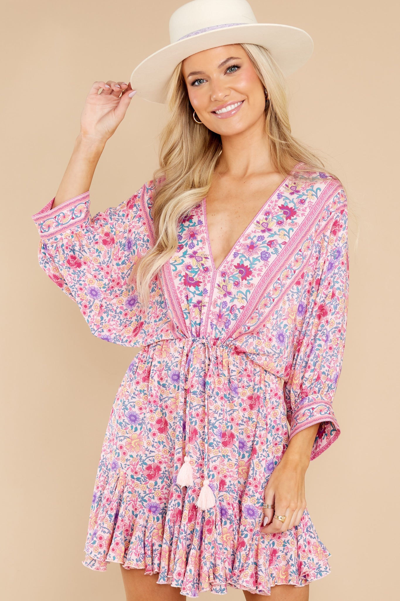 Love Blossoms Pink Floral Print Dress