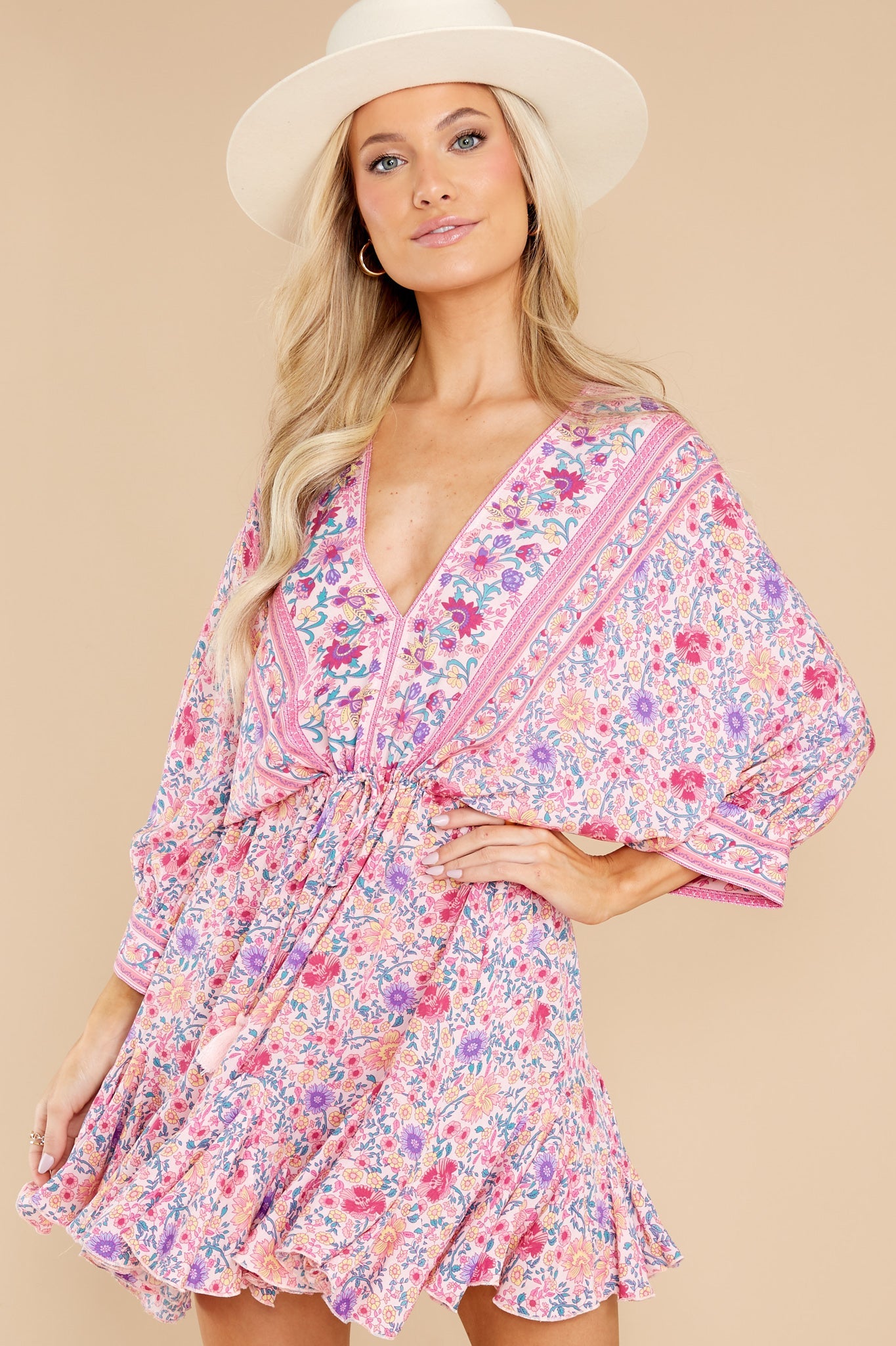 Love Blossoms Pink Floral Print Dress