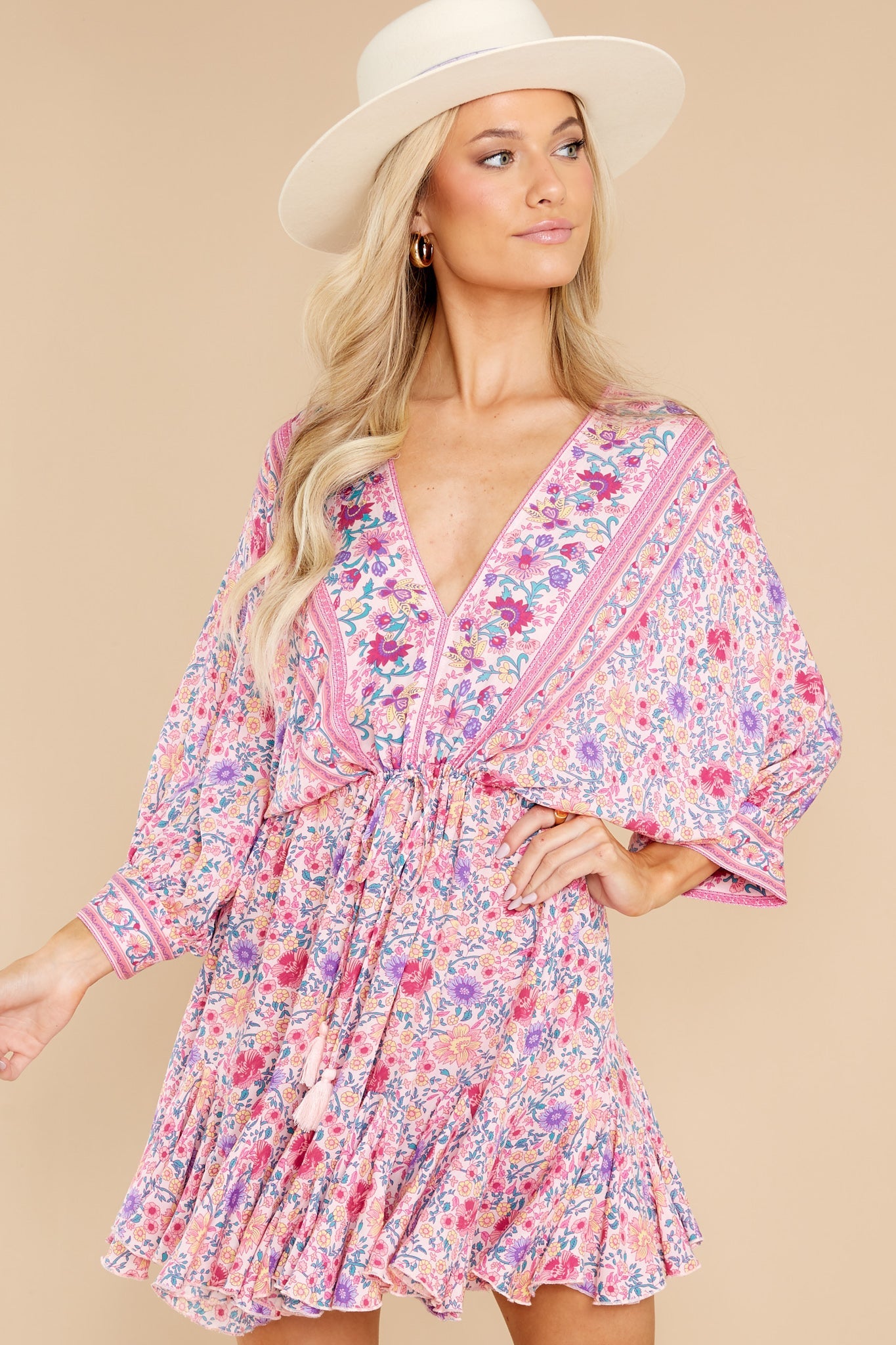 Love Blossoms Pink Floral Print Dress