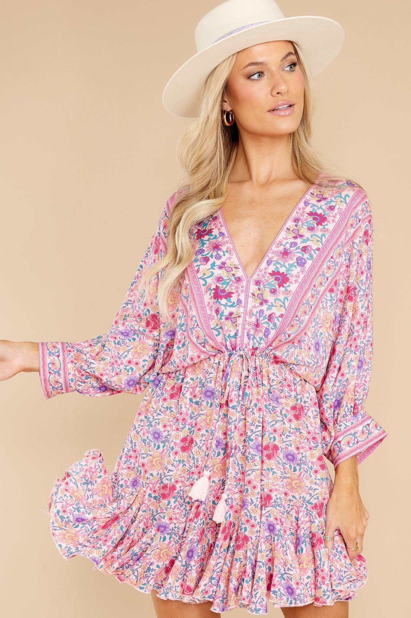 Love Blossoms Pink Floral Print Dress