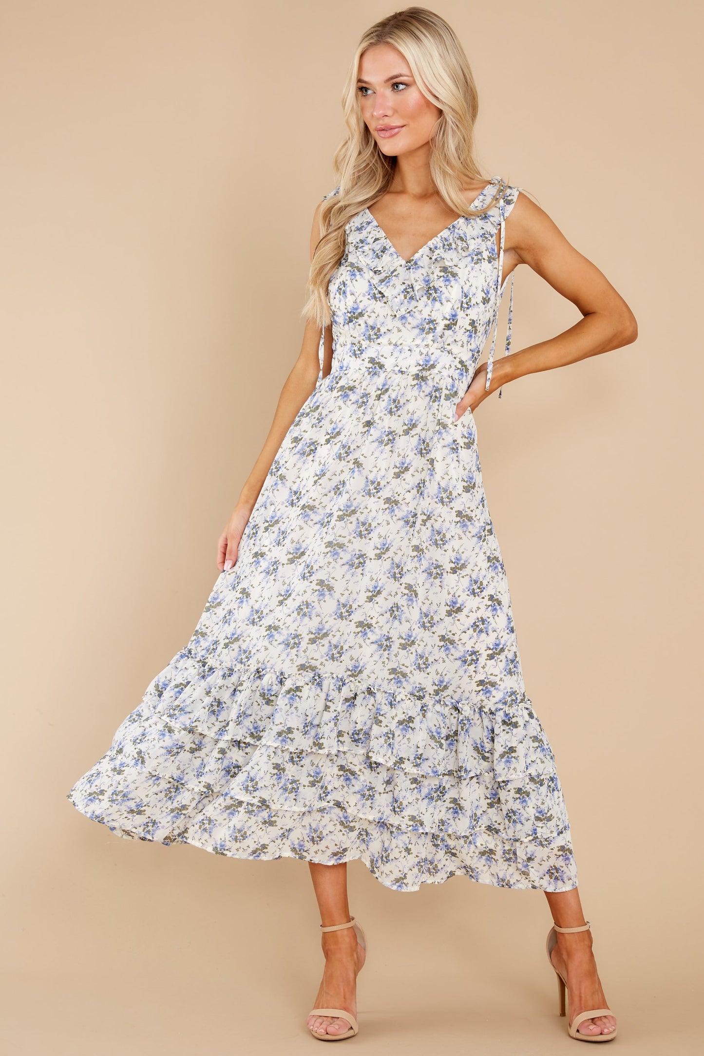 You Mean Everything Blue And White Floral Print Maxi Dress