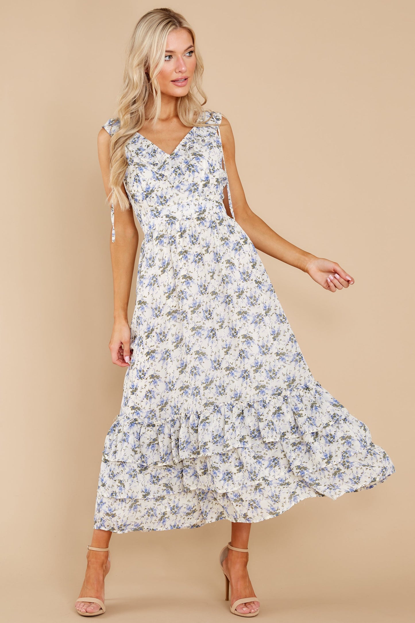 You Mean Everything Blue And White Floral Print Maxi Dress