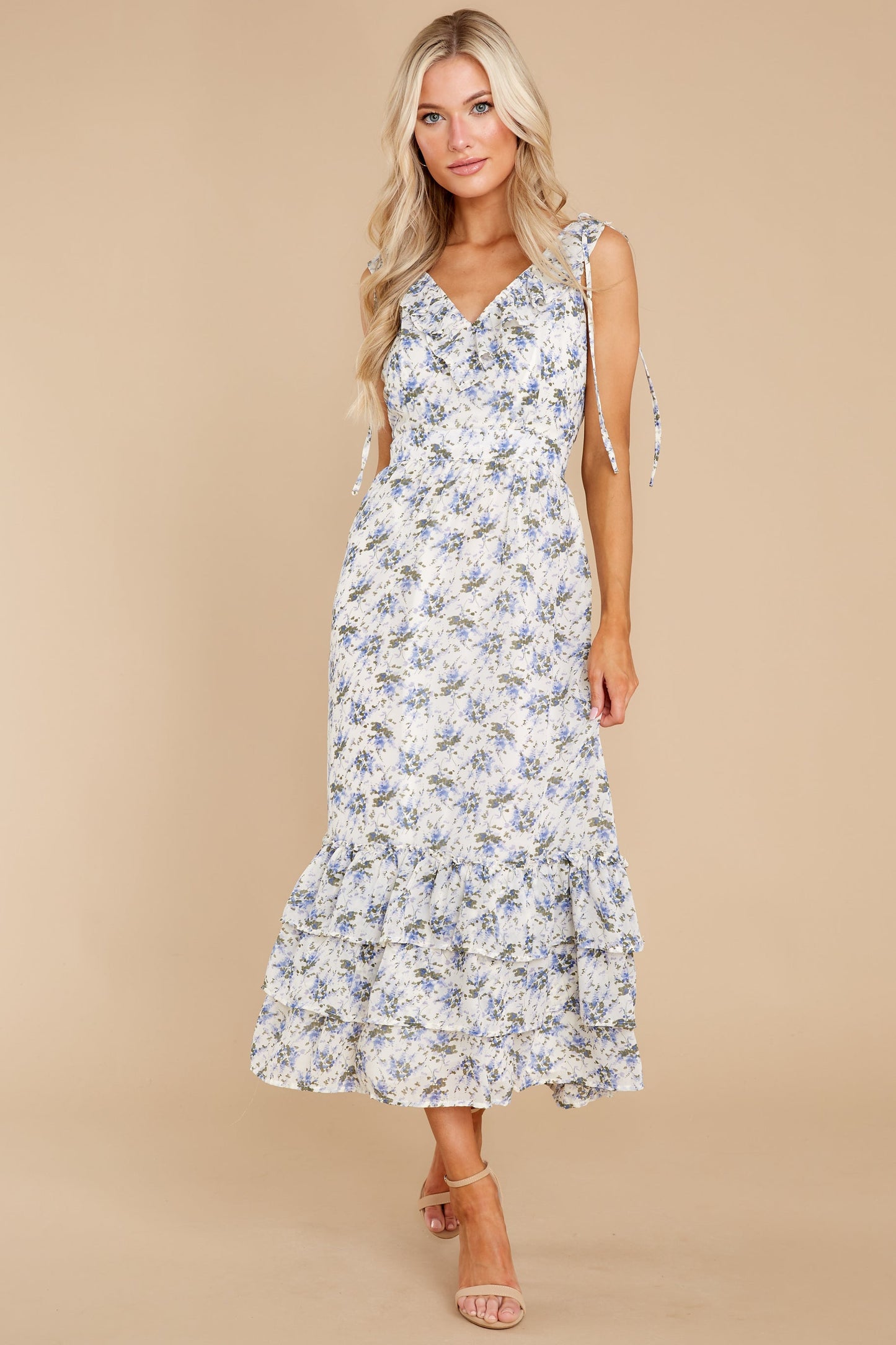 You Mean Everything Blue And White Floral Print Maxi Dress