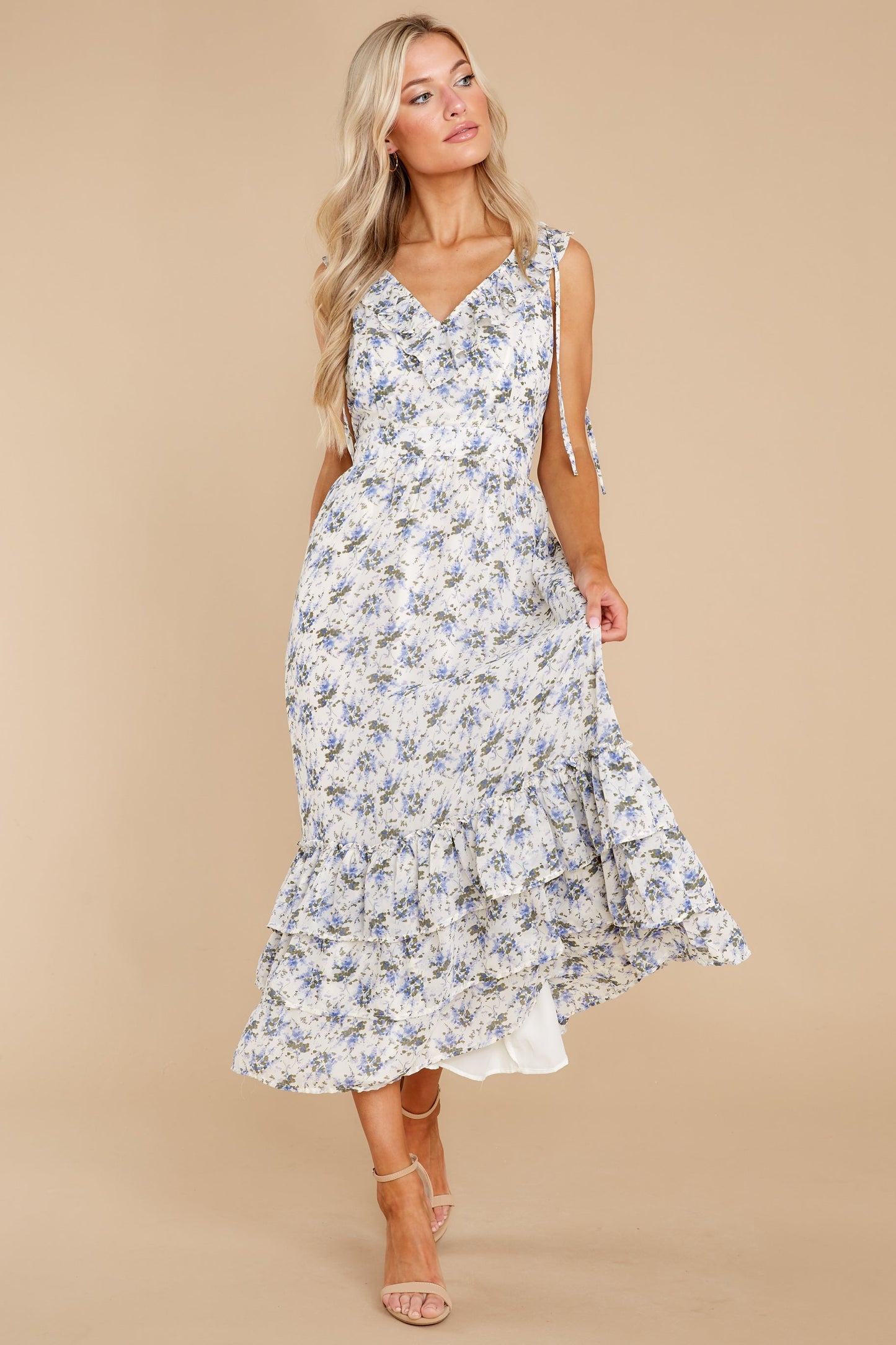 You Mean Everything Blue And White Floral Print Maxi Dress