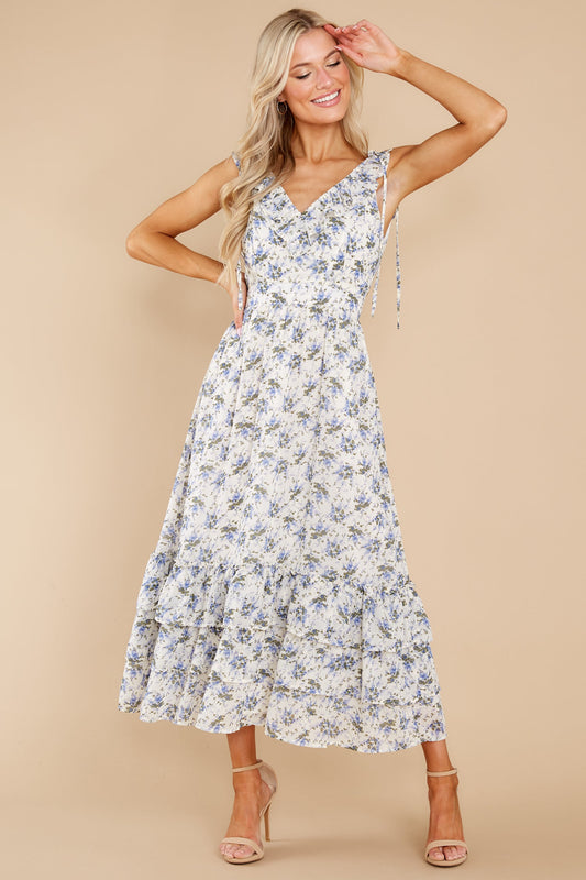 You Mean Everything Blue And White Floral Print Maxi Dress