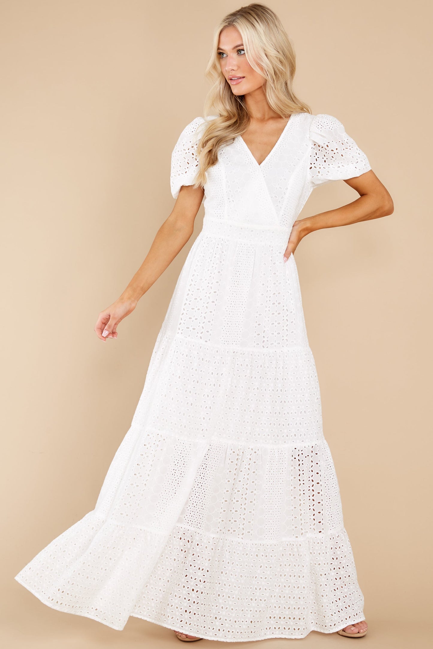 Hopelessly Yours White Eyelet Maxi Dress