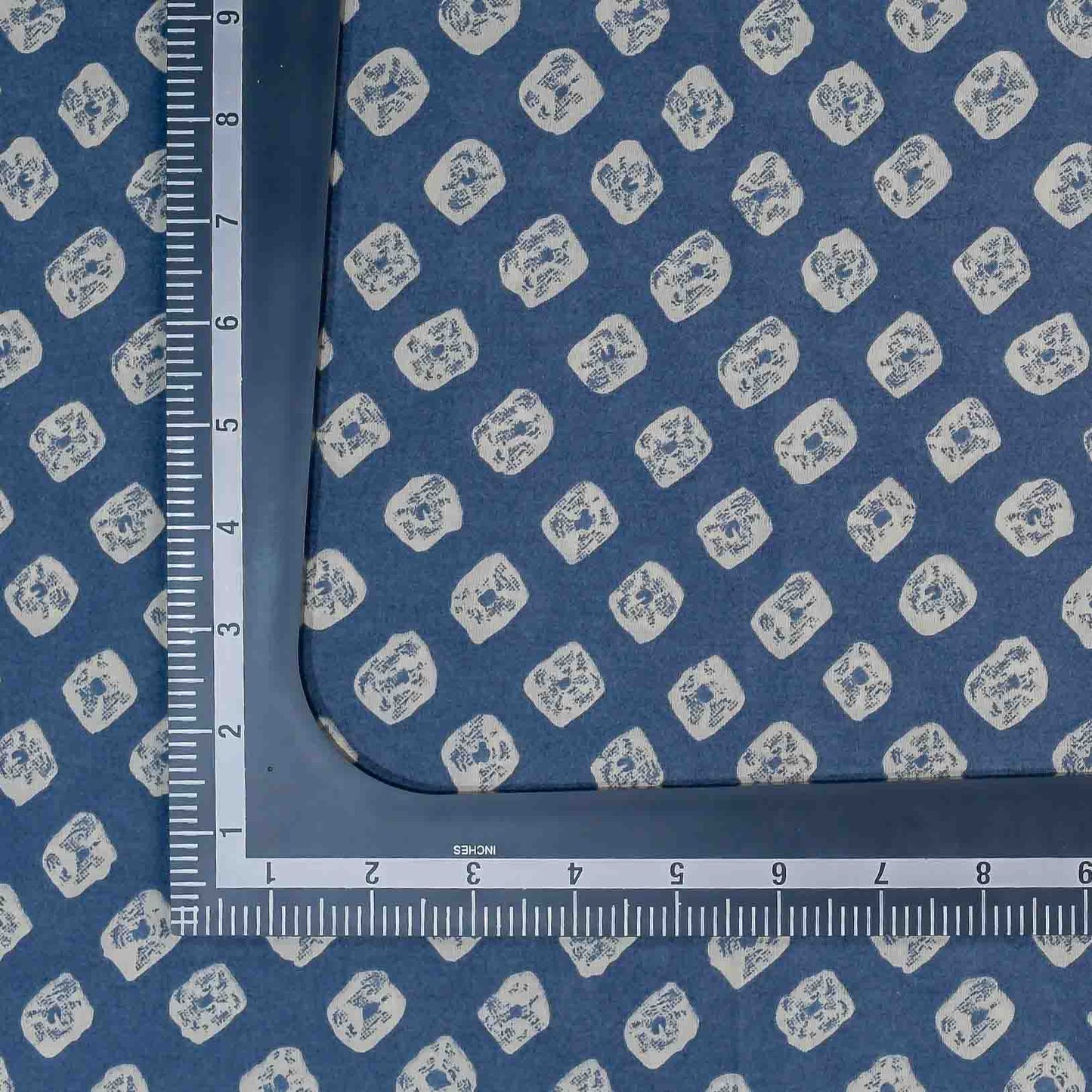 Blue Bandhani Printed Screen Printed Cotton Satin Fabric