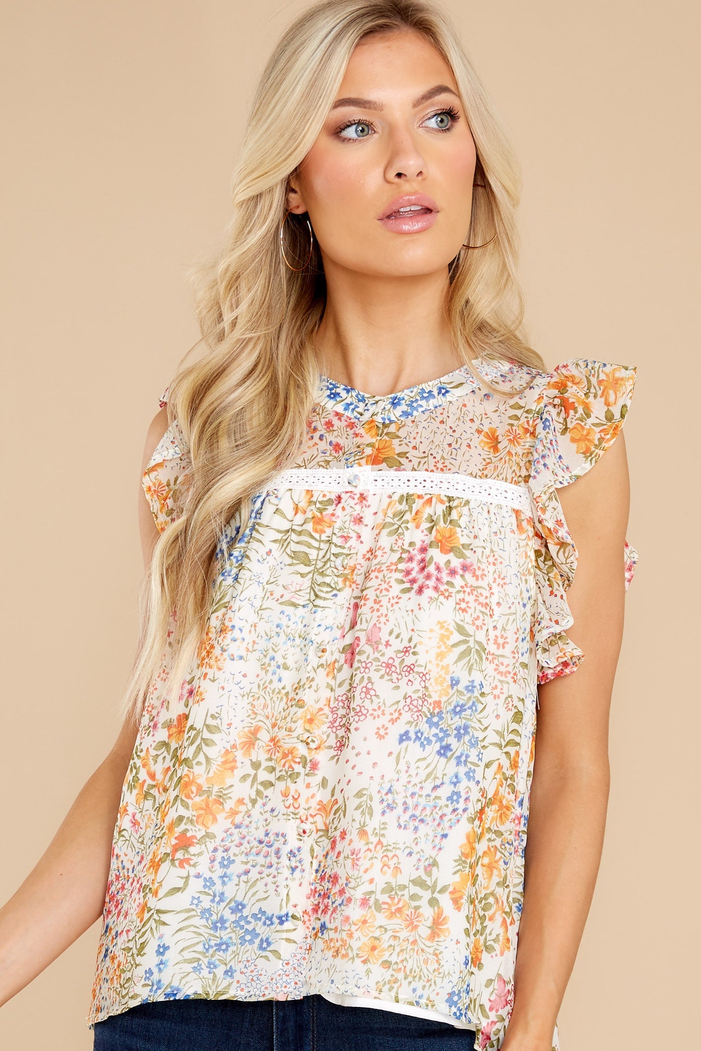 Floral Button Down Multi Top