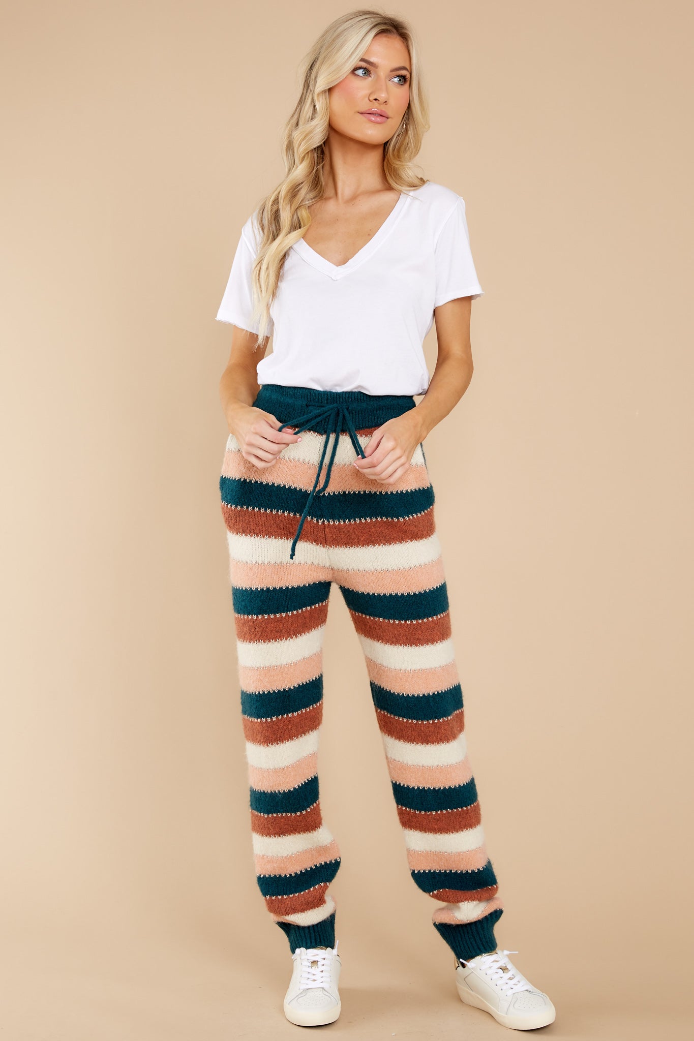 Run The Show Mocha Multi Stripe Joggers