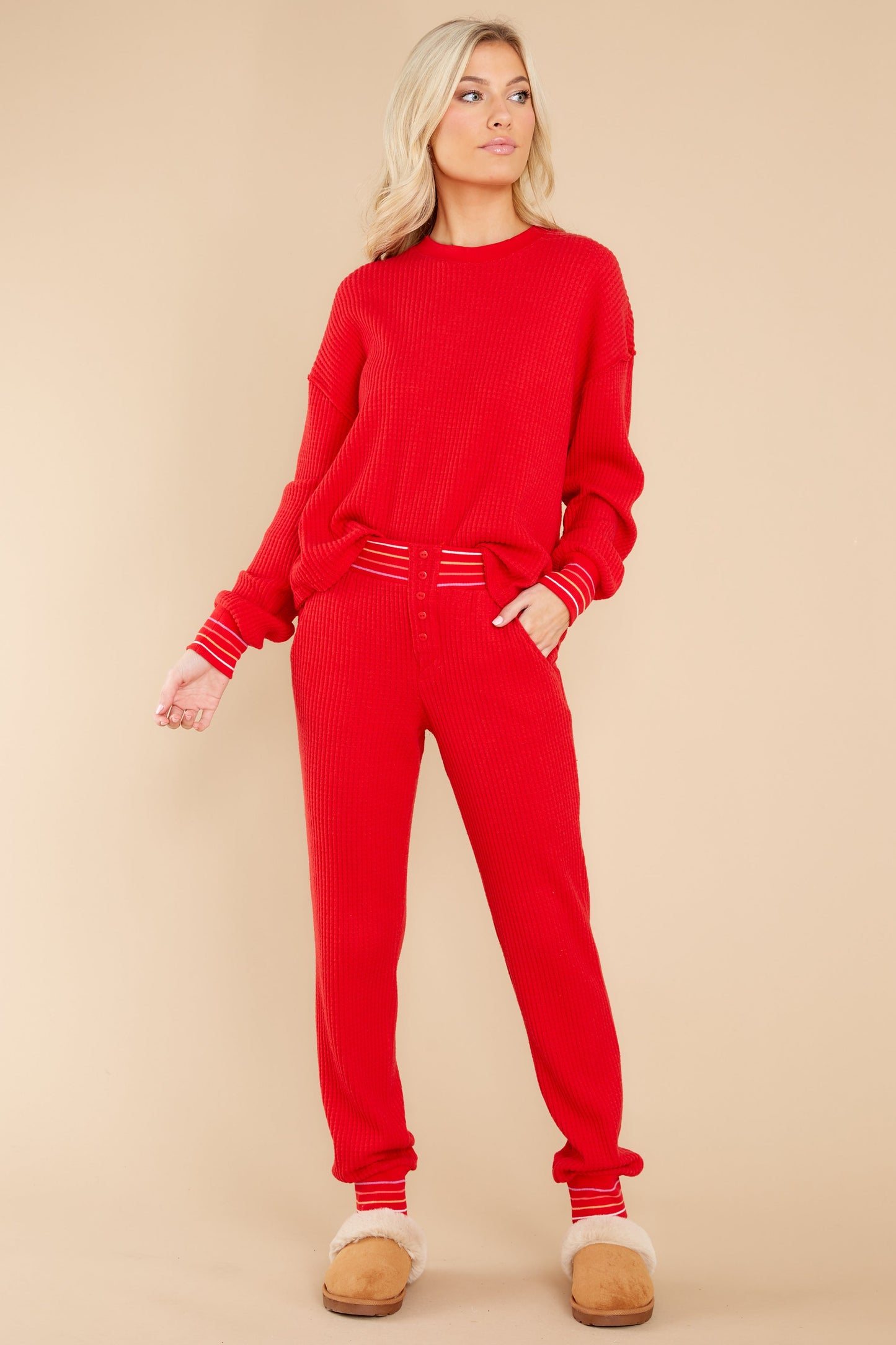 One To One Red Long Sleeve Top