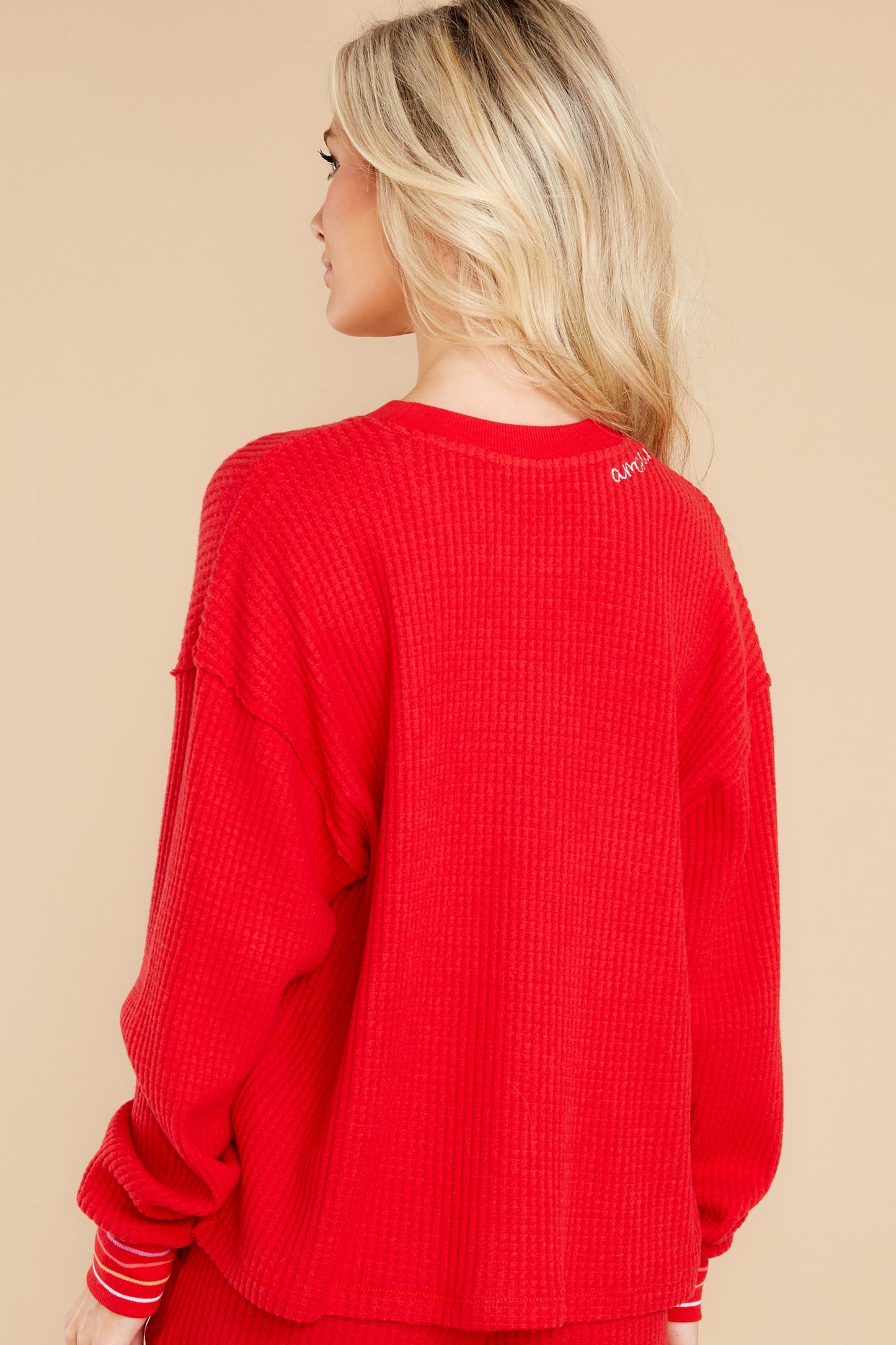 One To One Red Long Sleeve Top