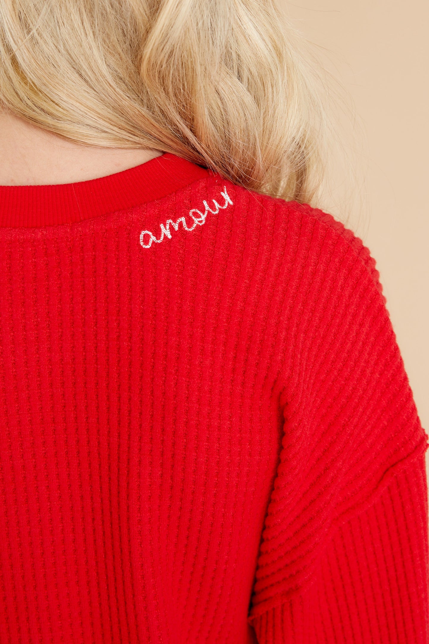 One To One Red Long Sleeve Top