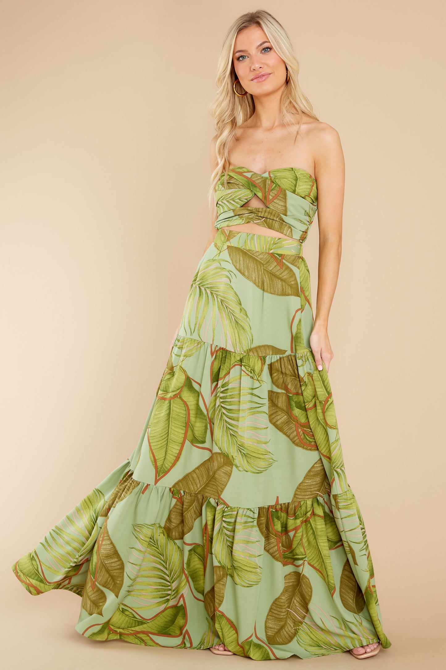Growing Fonder Green Tropical Print Two Piece Set
