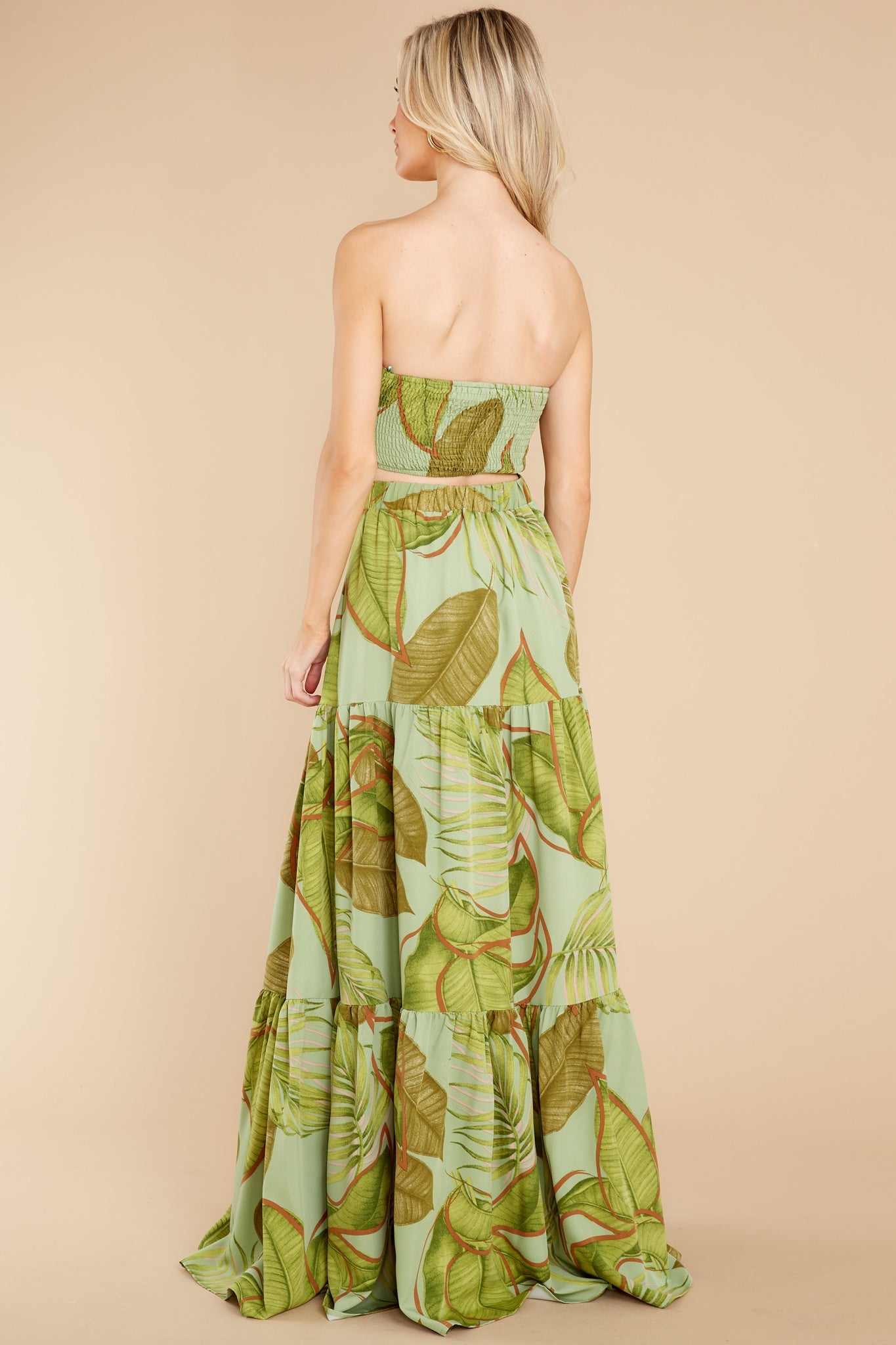 Growing Fonder Green Tropical Print Two Piece Set