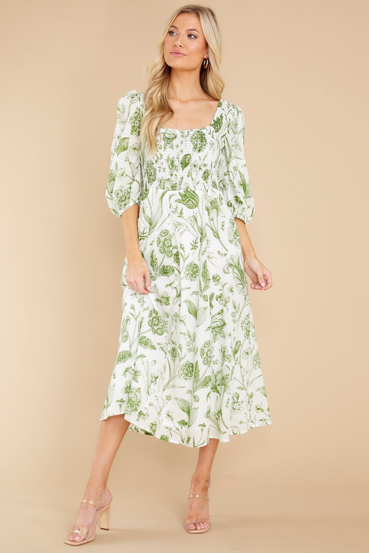 Bridget Toile Leaf Midi Dress