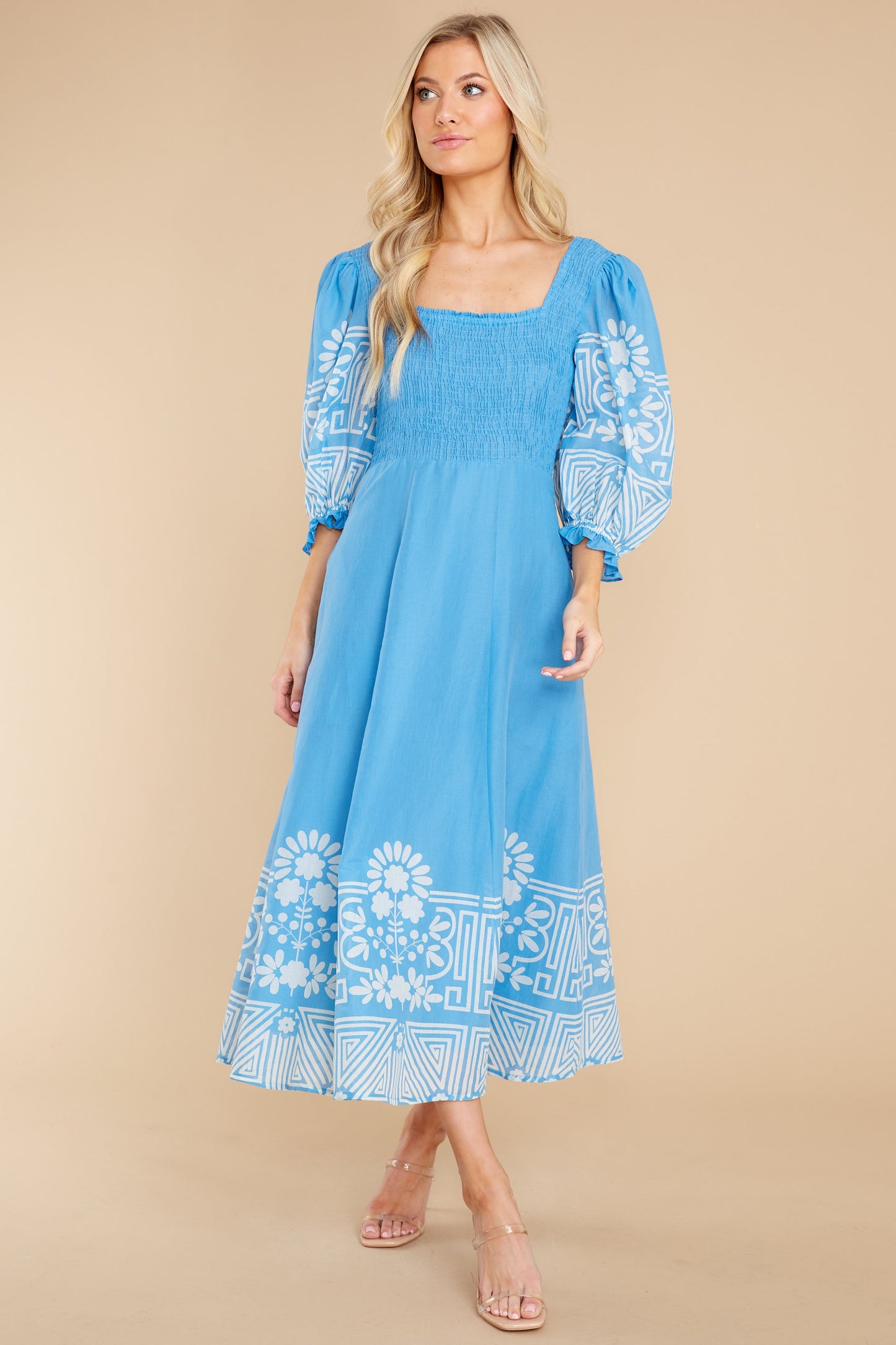 Bridget Garden Gate Sky Midi Dress