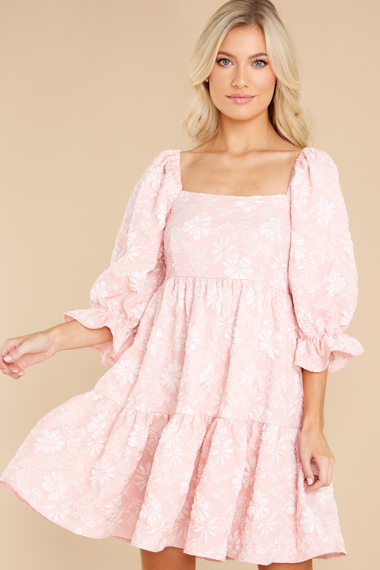 Little Daisy Peach Floral Print Dress