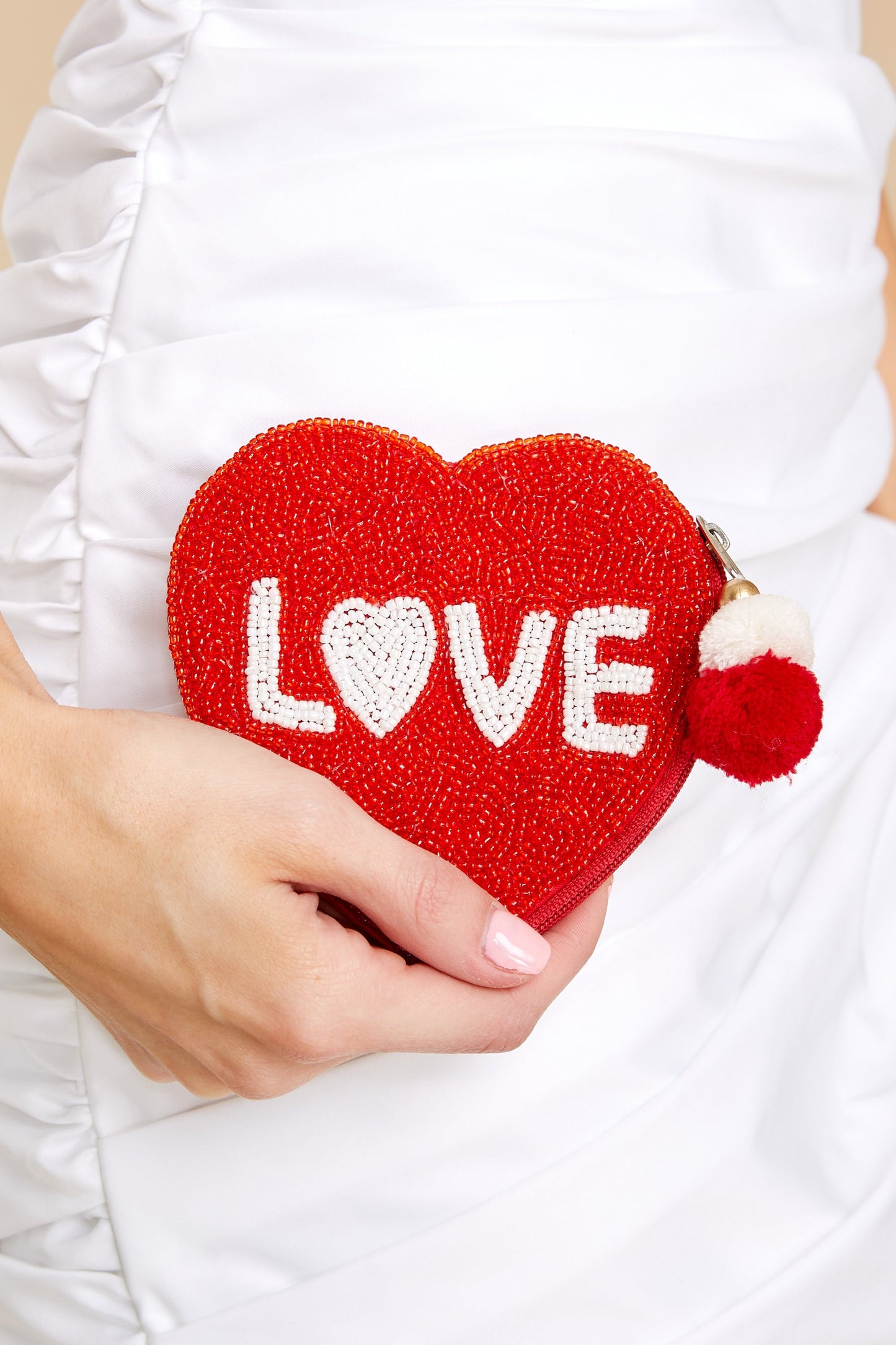 Call Me Cupid Red Beaded Pouch