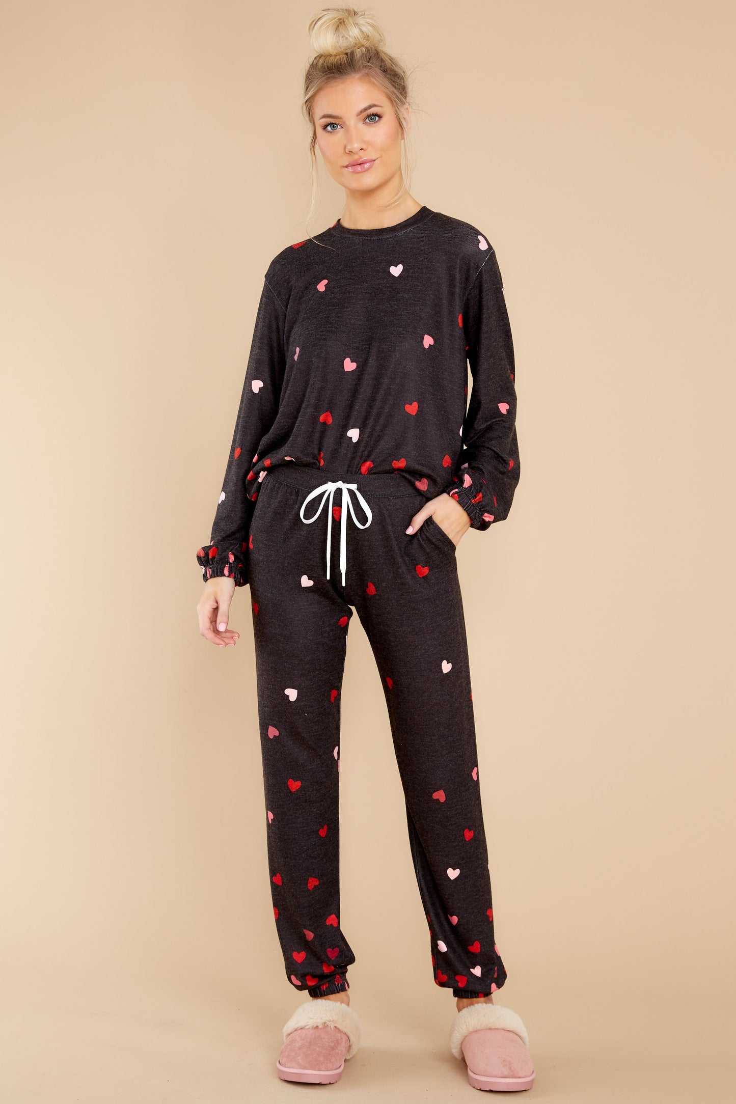 All My Heart Dark Grey Heart Print Joggers