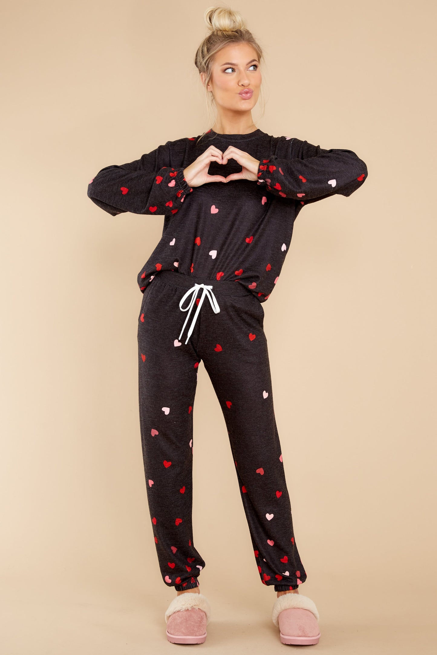 All My Heart Dark Grey Heart Print Joggers