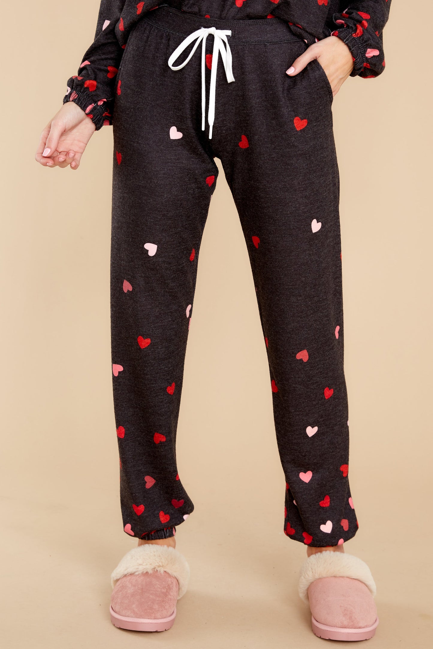 All My Heart Dark Grey Heart Print Joggers