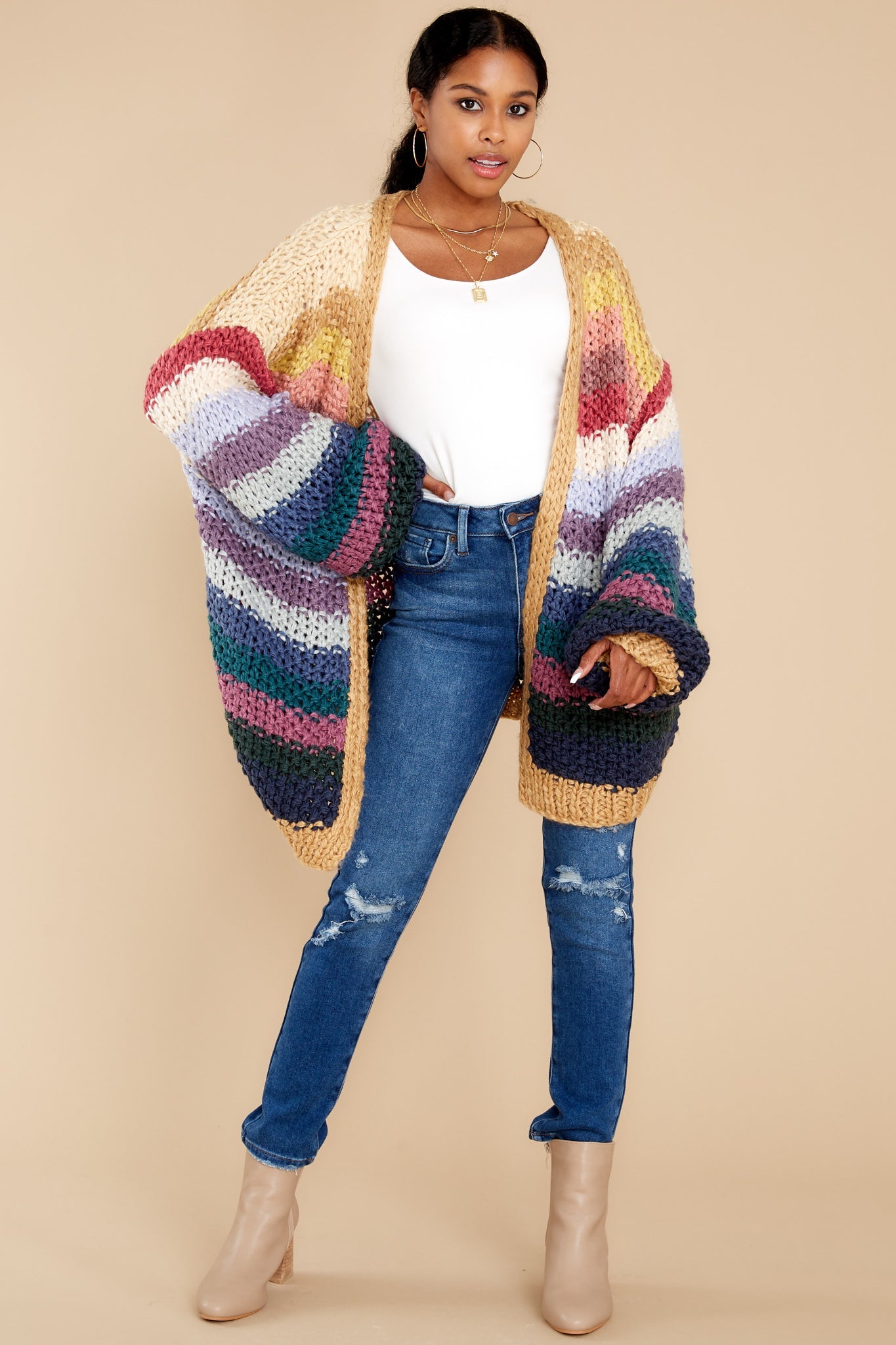 Rainbow Valley Tan Multi Cardigan