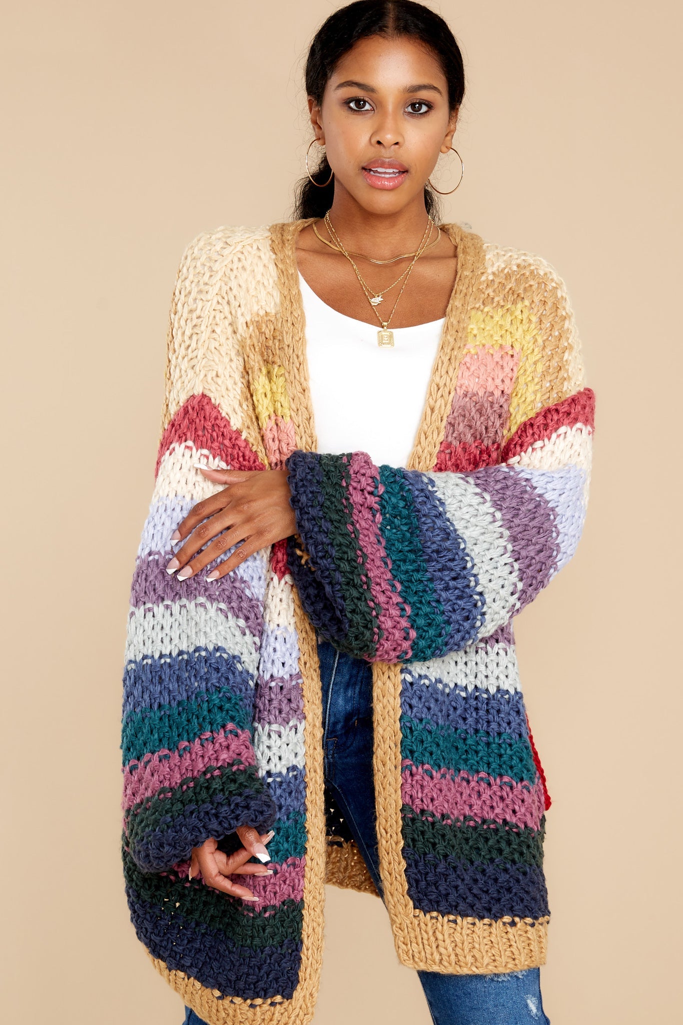 Rainbow Valley Tan Multi Cardigan