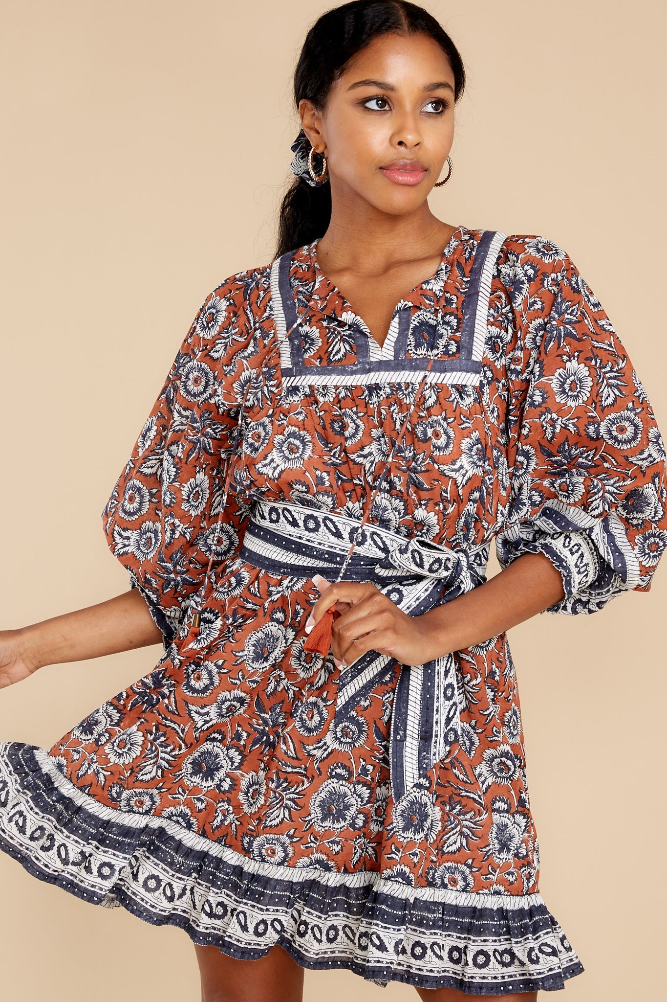 Maggie Sienna Block Print Mini Dress