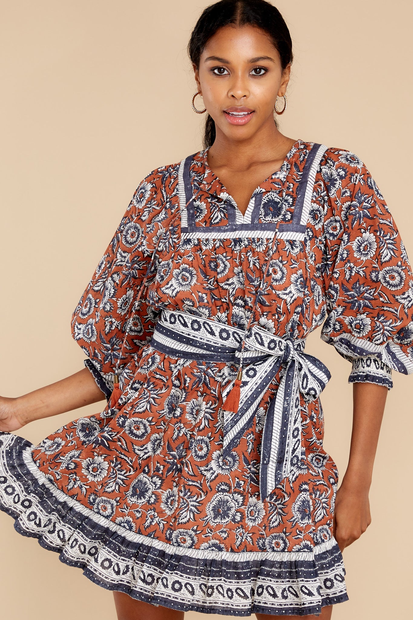 Maggie Sienna Block Print Mini Dress