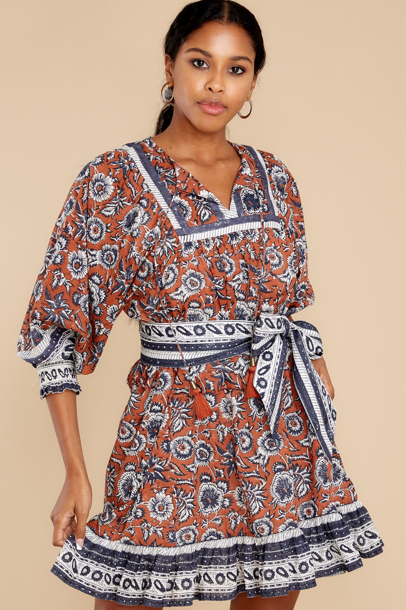Maggie Sienna Block Print Mini Dress