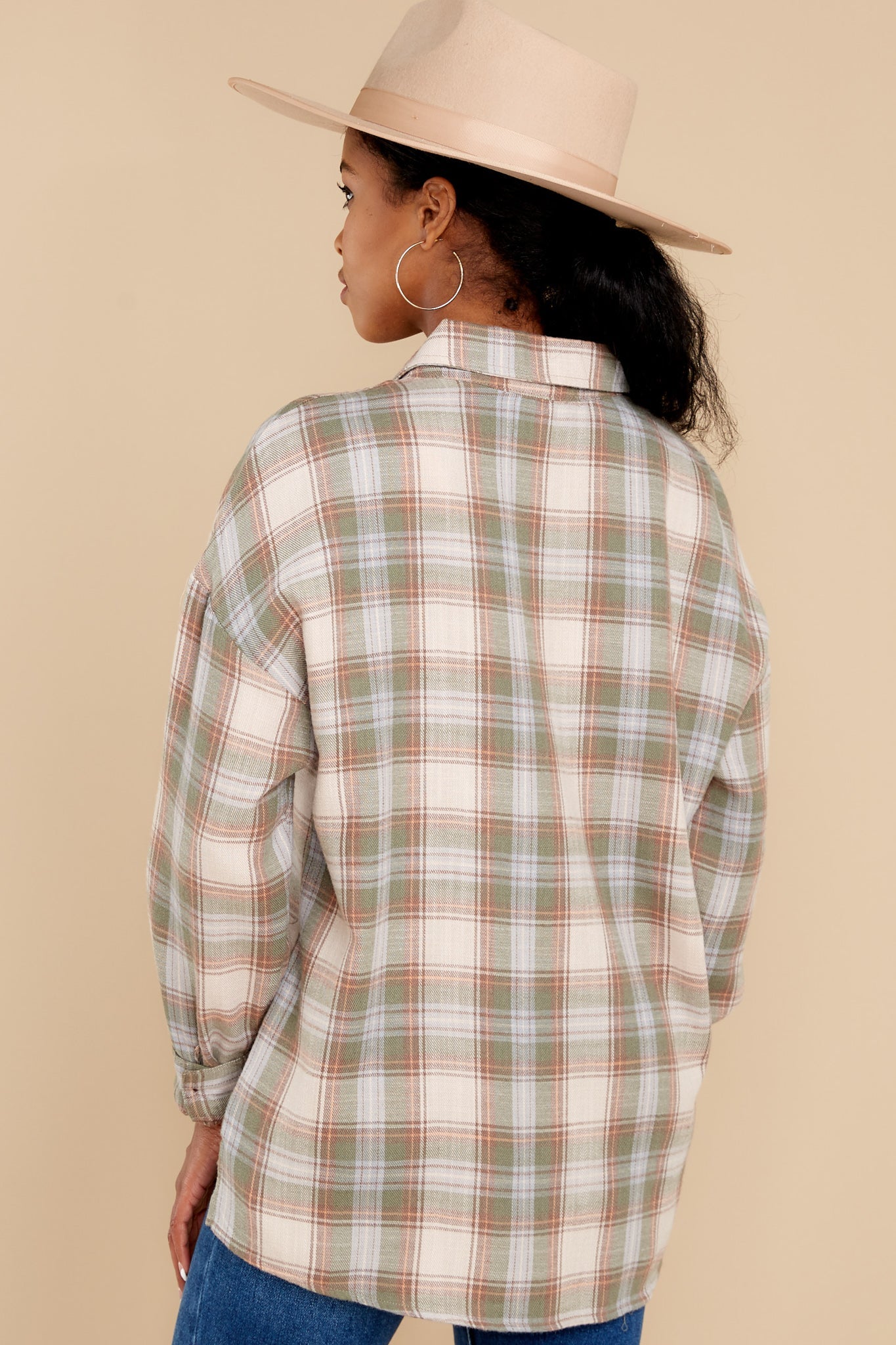 Shades of Autumn Olive Plaid Top