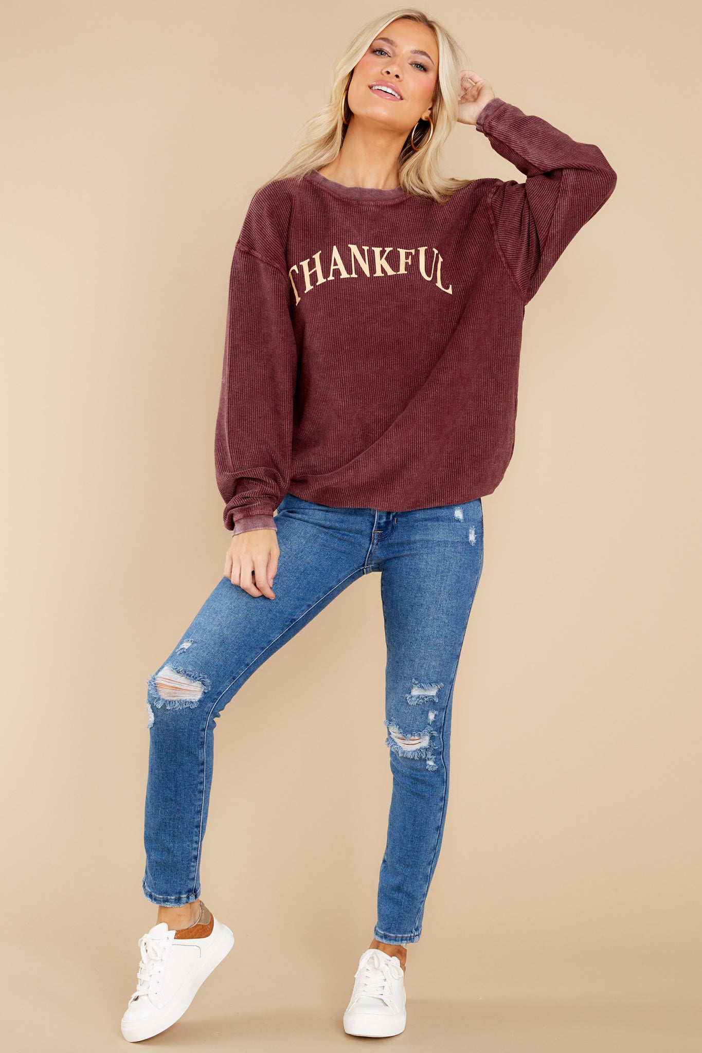 Thankful Burgundy Sweatshirt