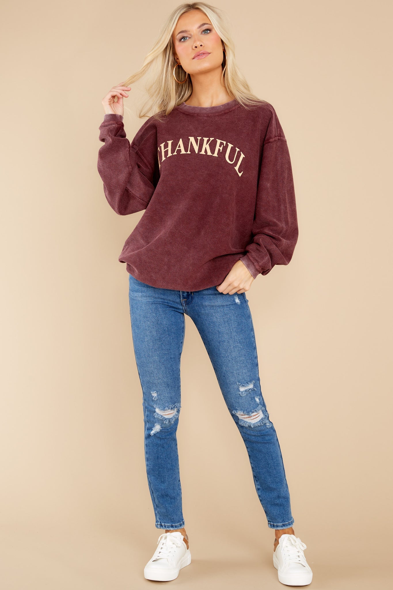 Thankful Burgundy Sweatshirt