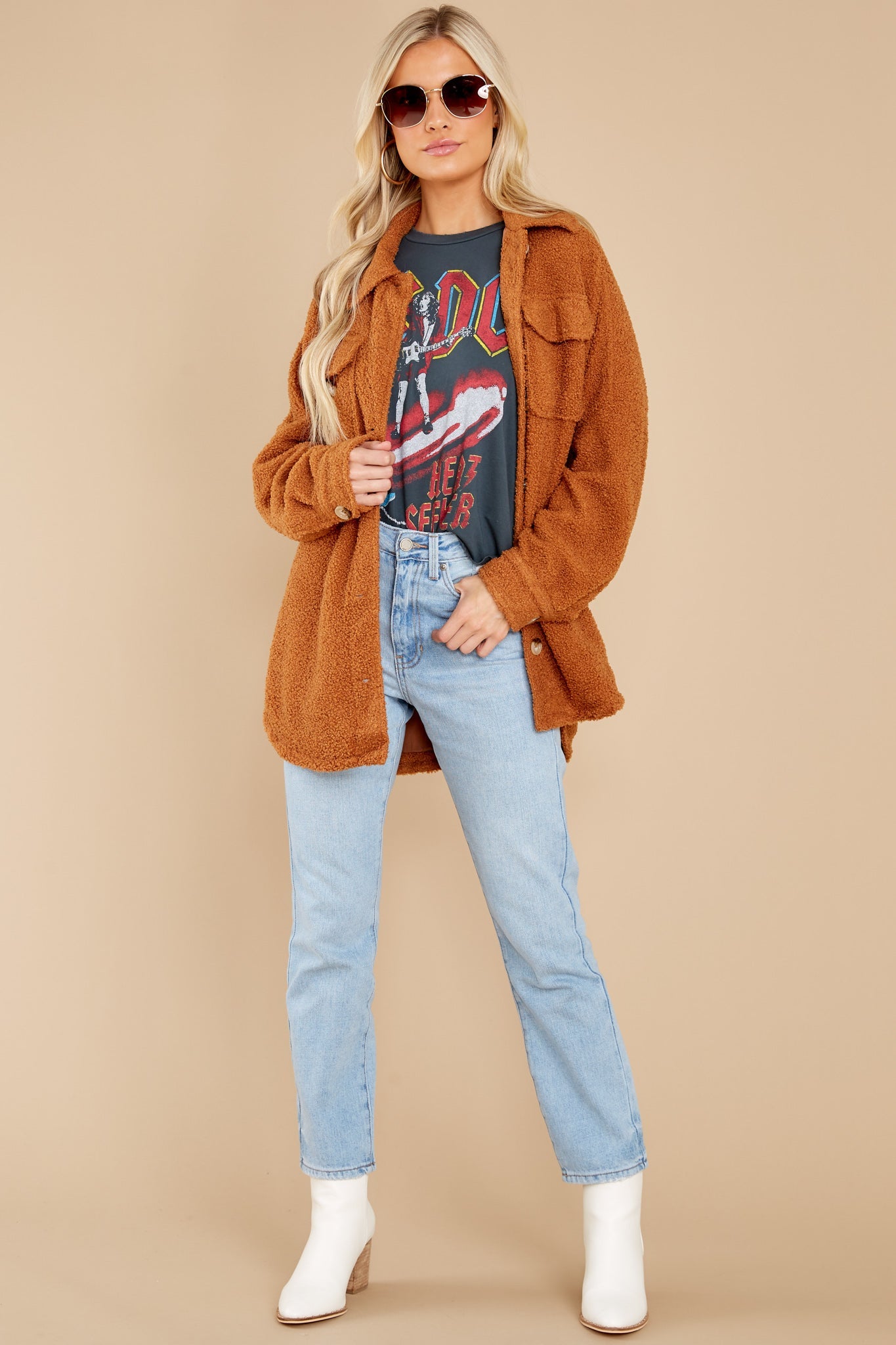 All Bundled Up Rust Orange Shacket