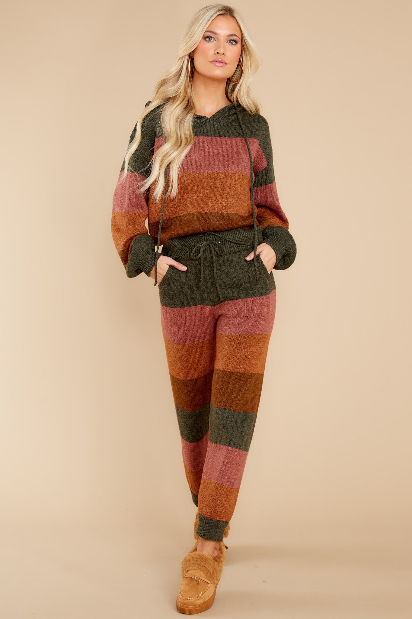 Counting Leaves Olive And Rust Multi Hoodie