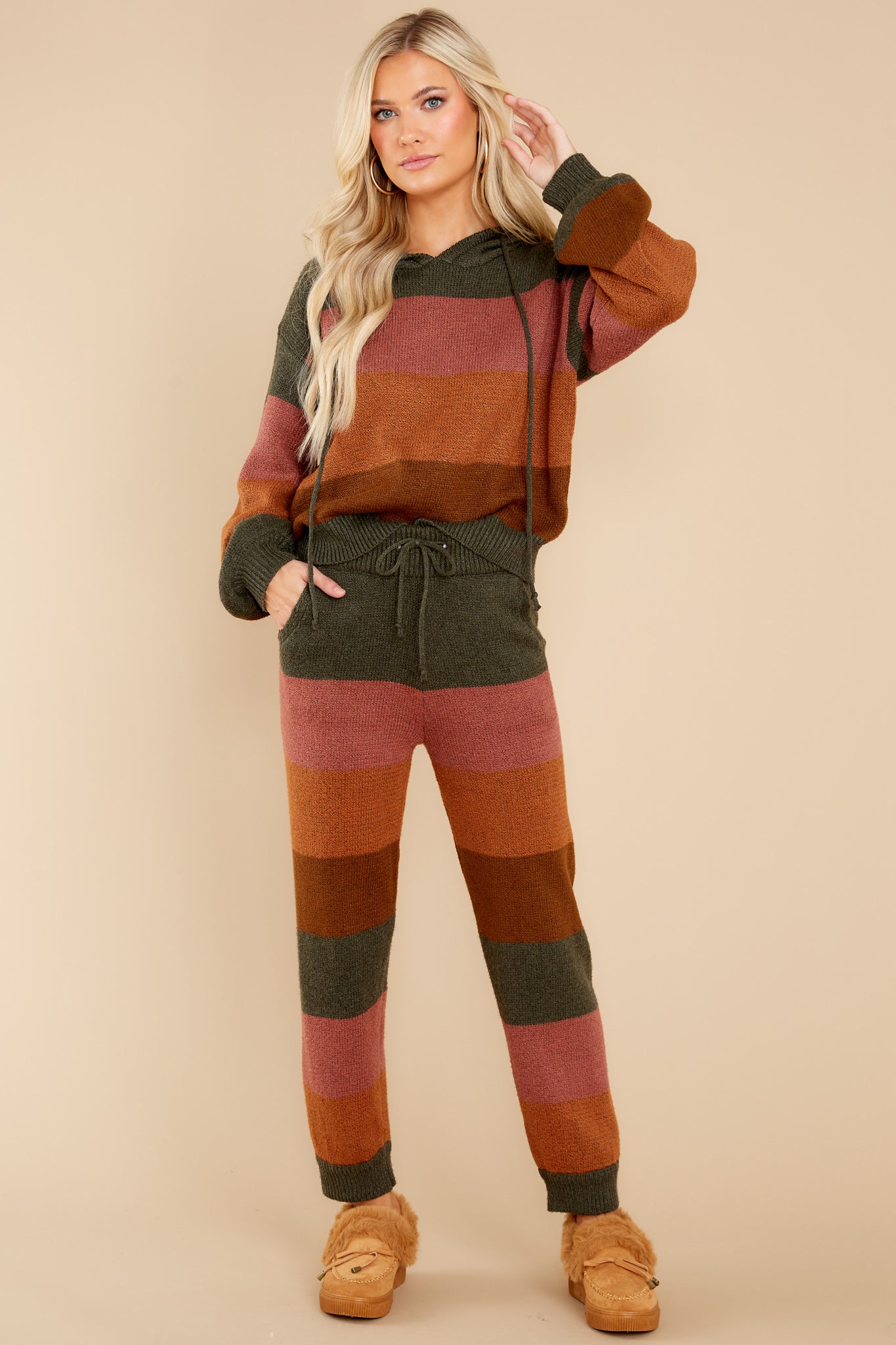 Counting Leaves Olive And Rust Multi Hoodie