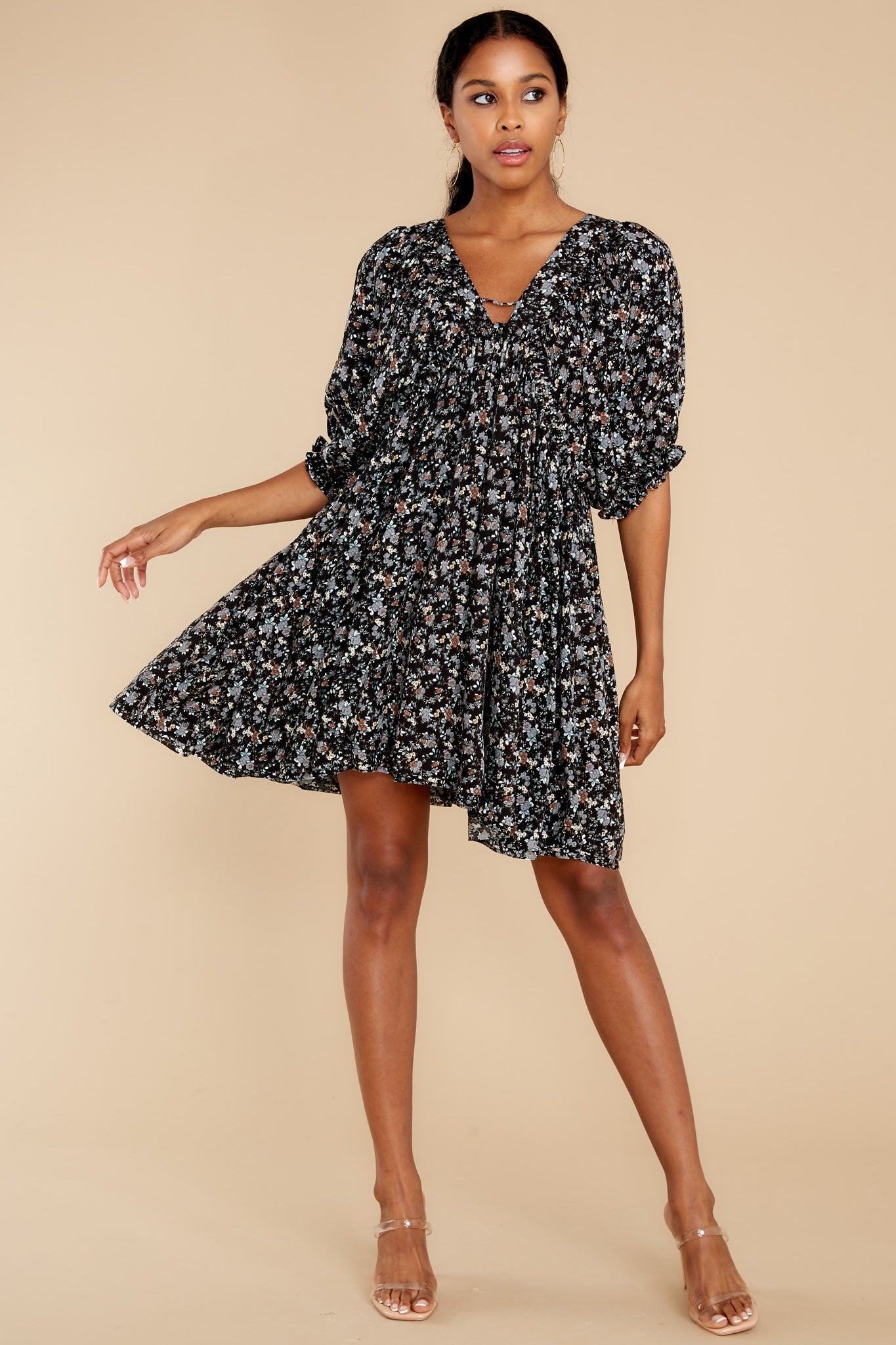 The Sweetest Dream Black Floral Print Dress