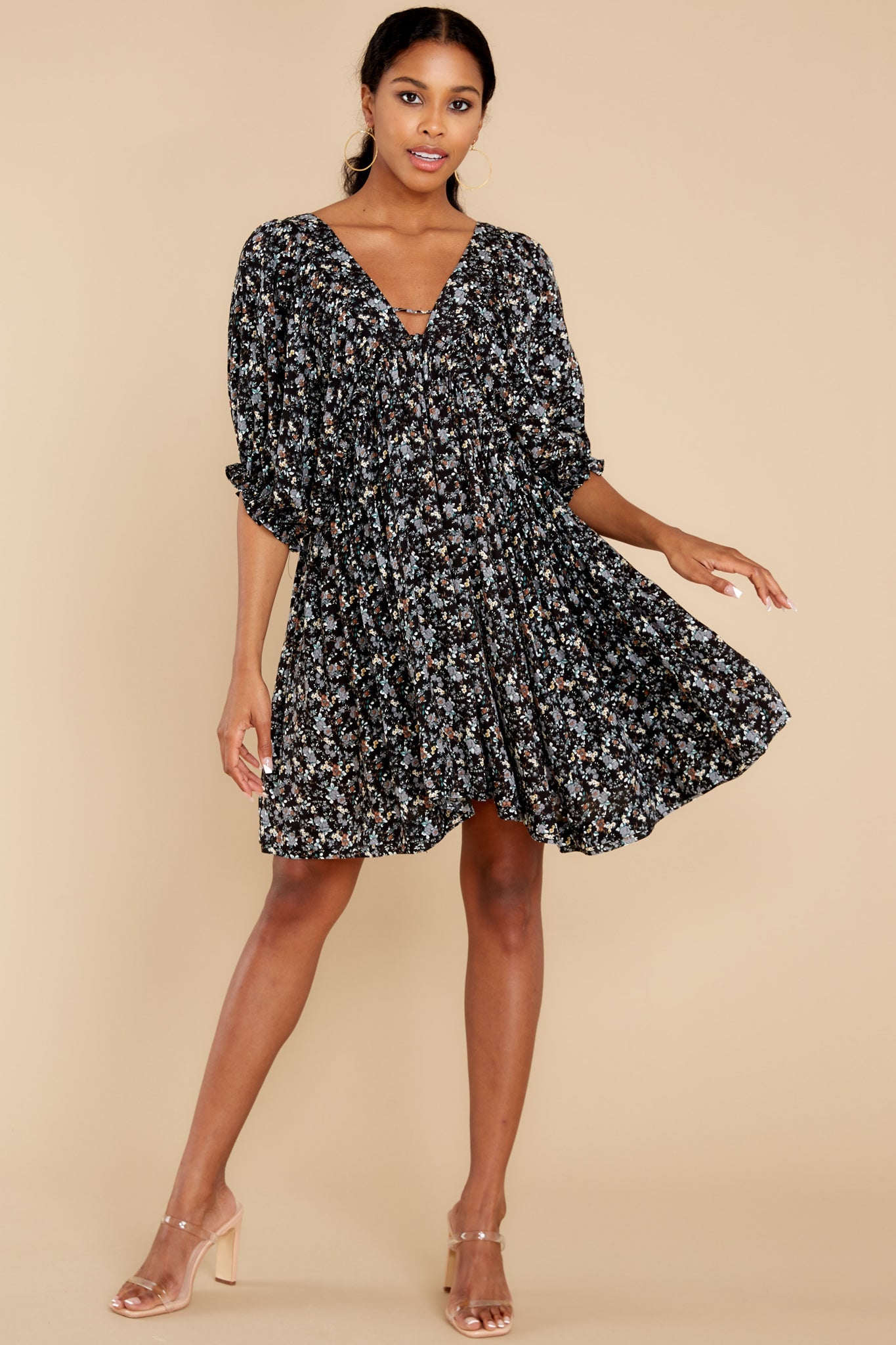 The Sweetest Dream Black Floral Print Dress