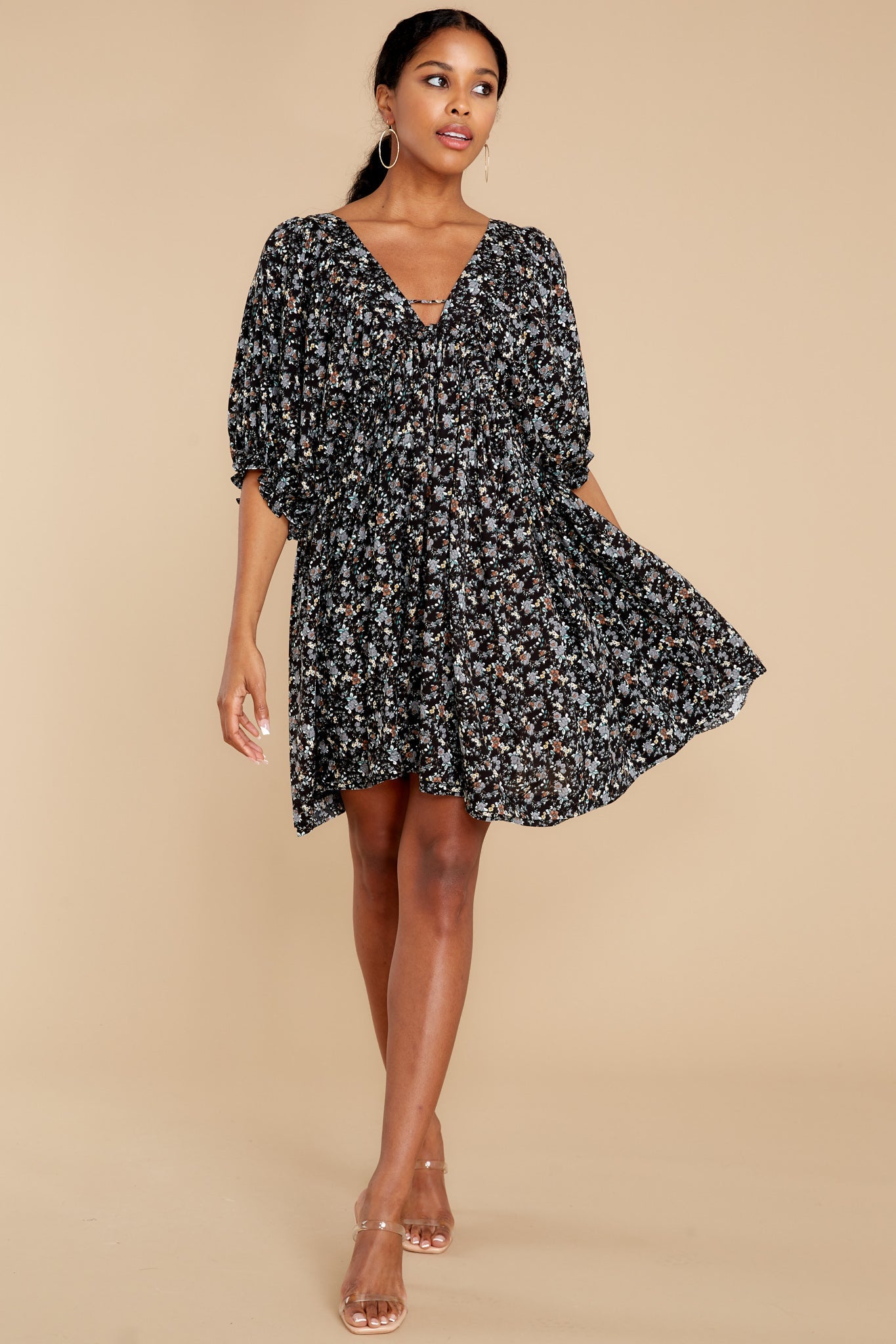 The Sweetest Dream Black Floral Print Dress