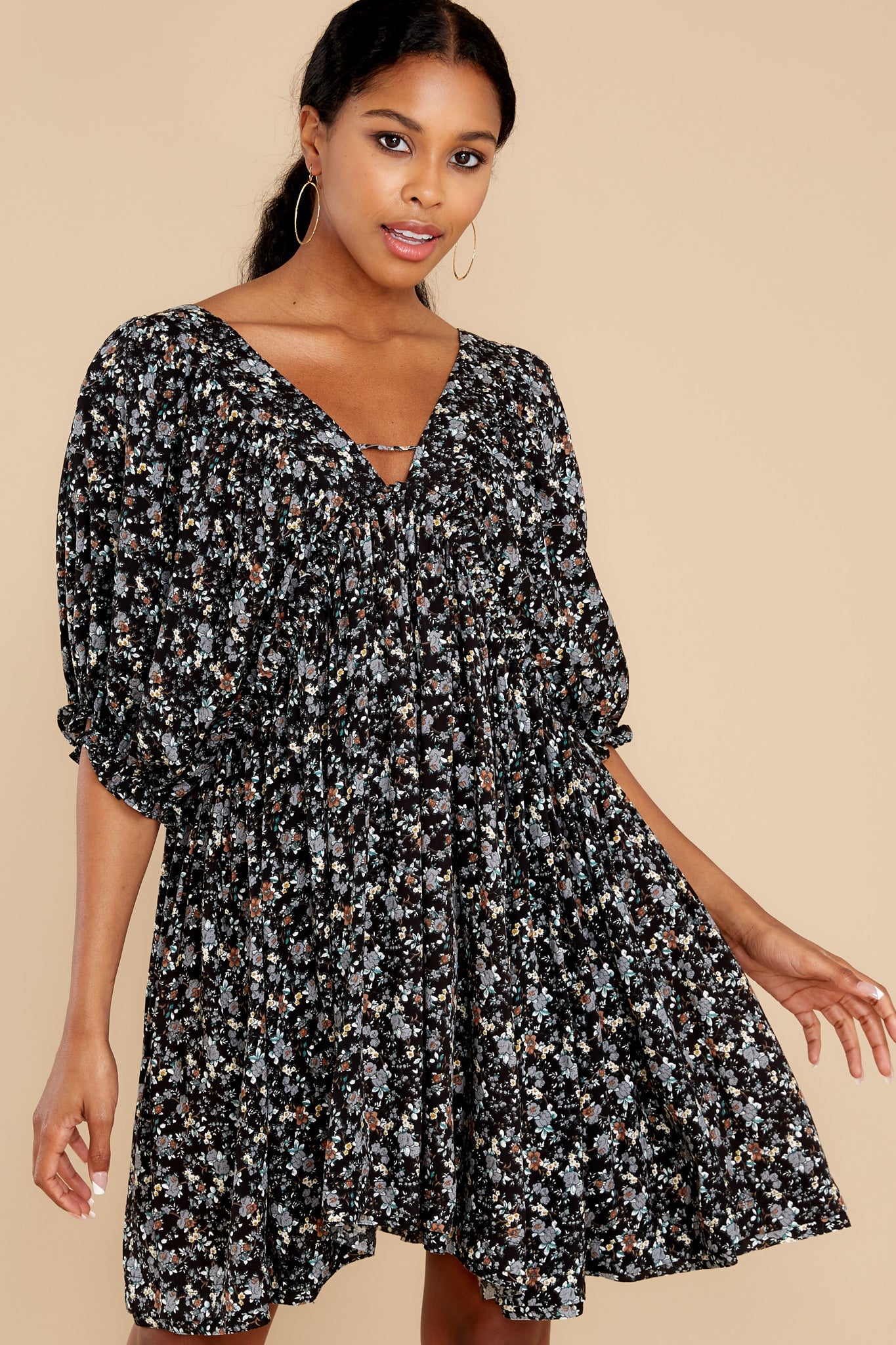 The Sweetest Dream Black Floral Print Dress