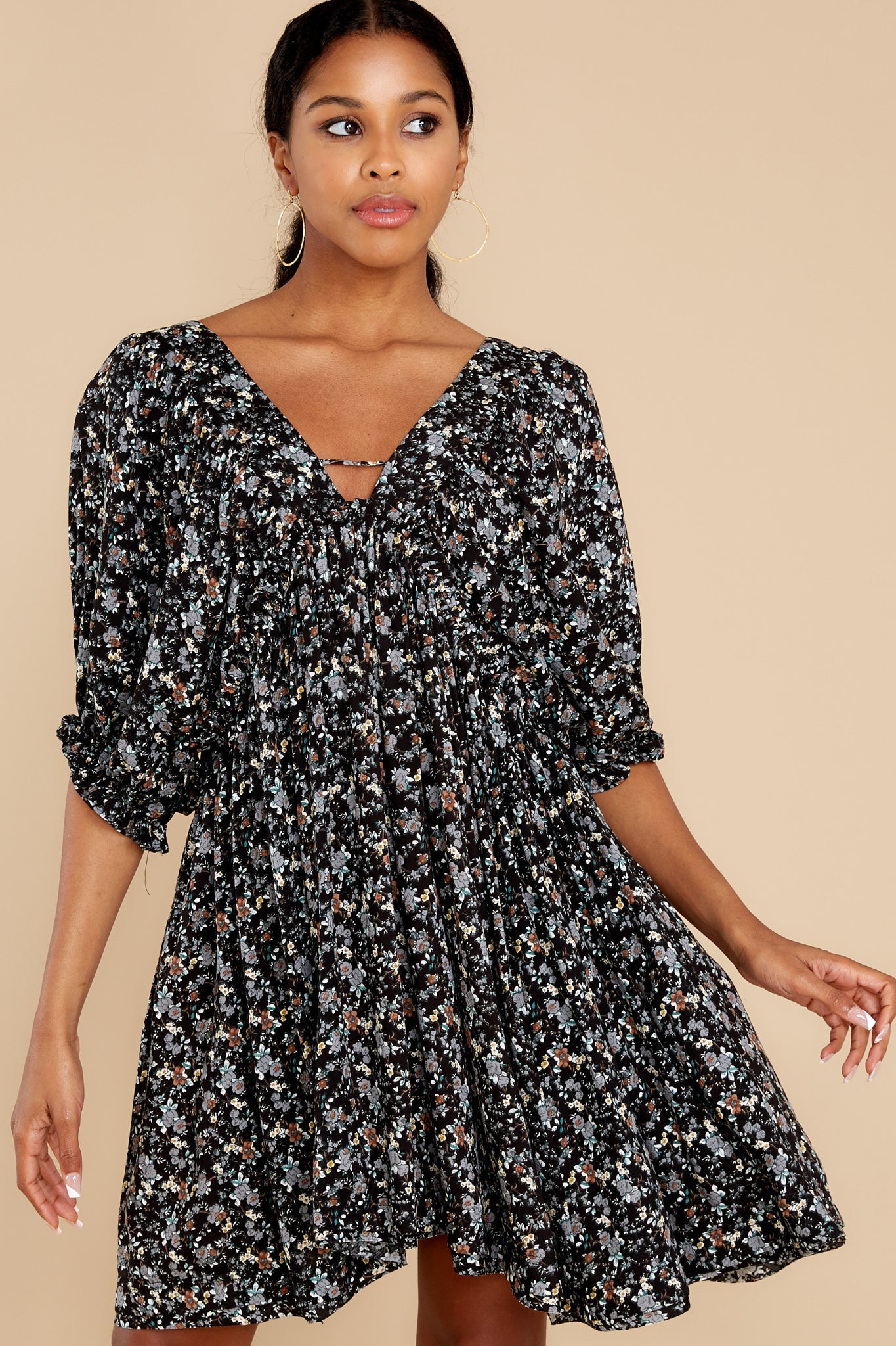 The Sweetest Dream Black Floral Print Dress