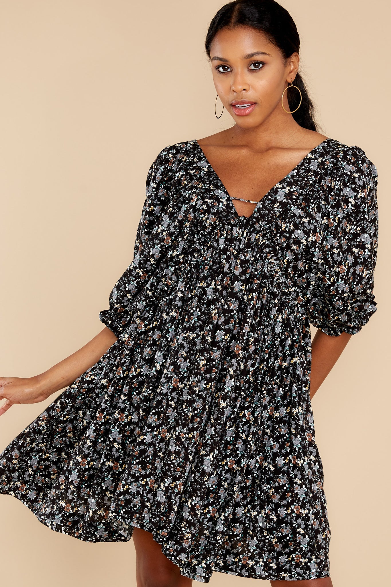 The Sweetest Dream Black Floral Print Dress