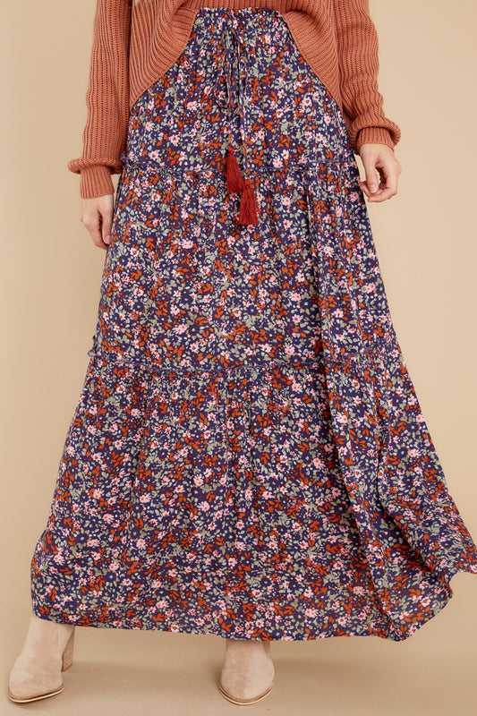 Wildflower Dreams Navy Floral Print Maxi Skirt