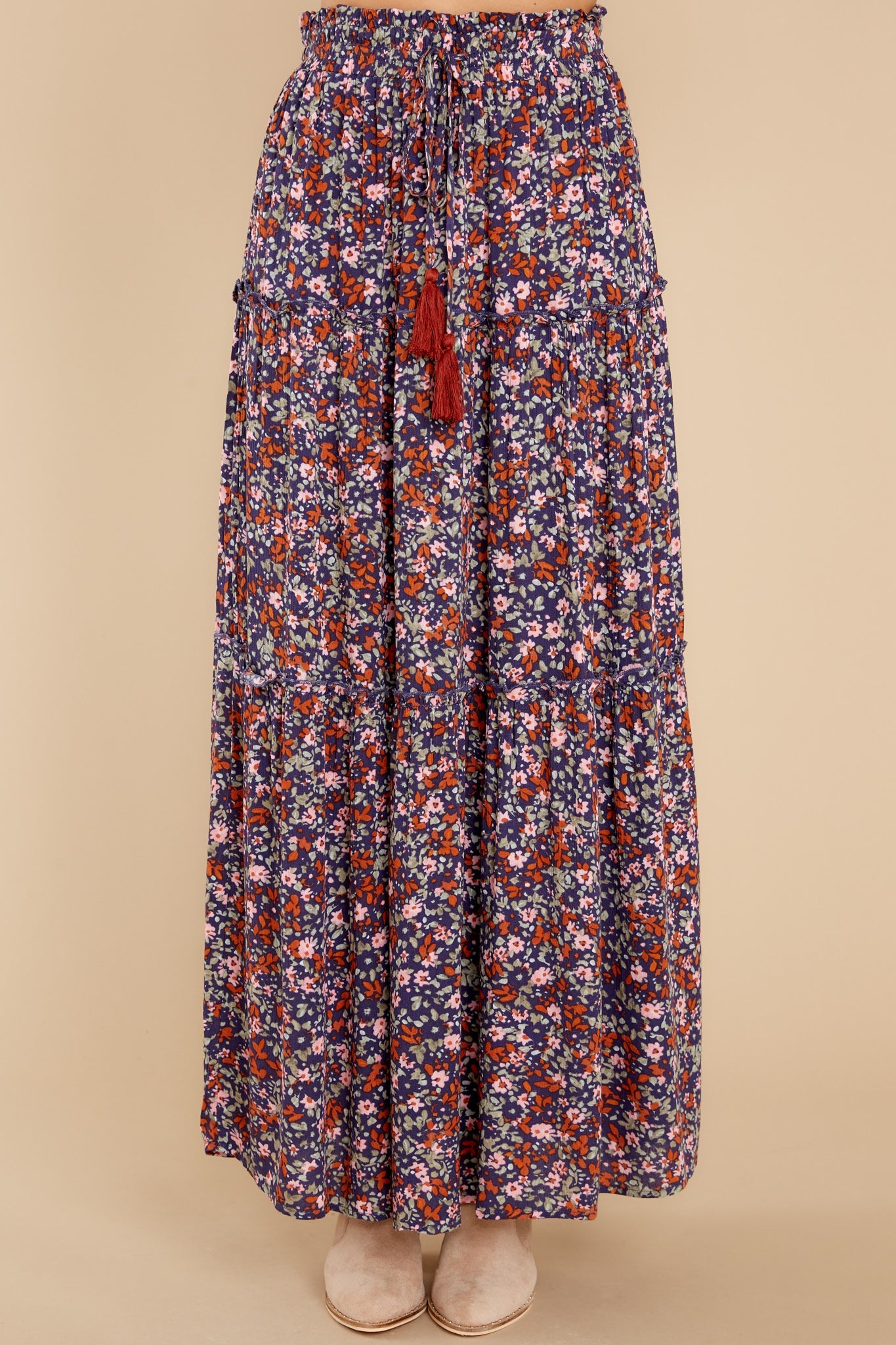 Wildflower Dreams Navy Floral Print Maxi Skirt