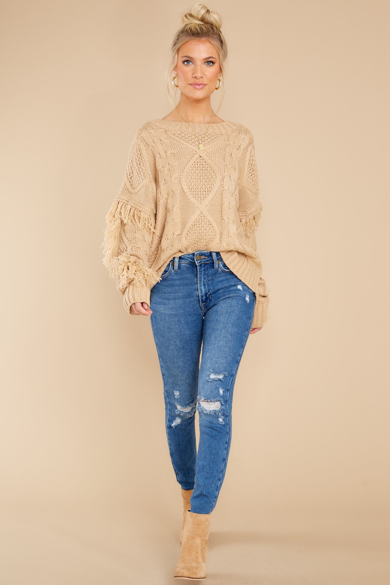 Keep Them Coming Taupe Sweater