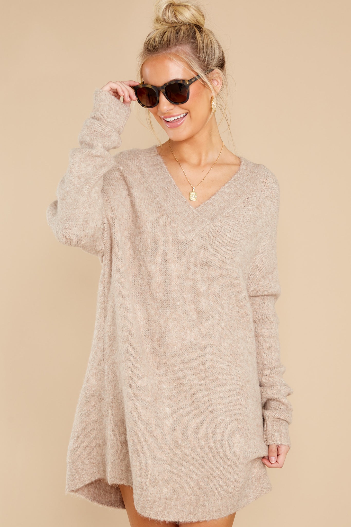 Forever In Love Oatmeal Tunic Sweater