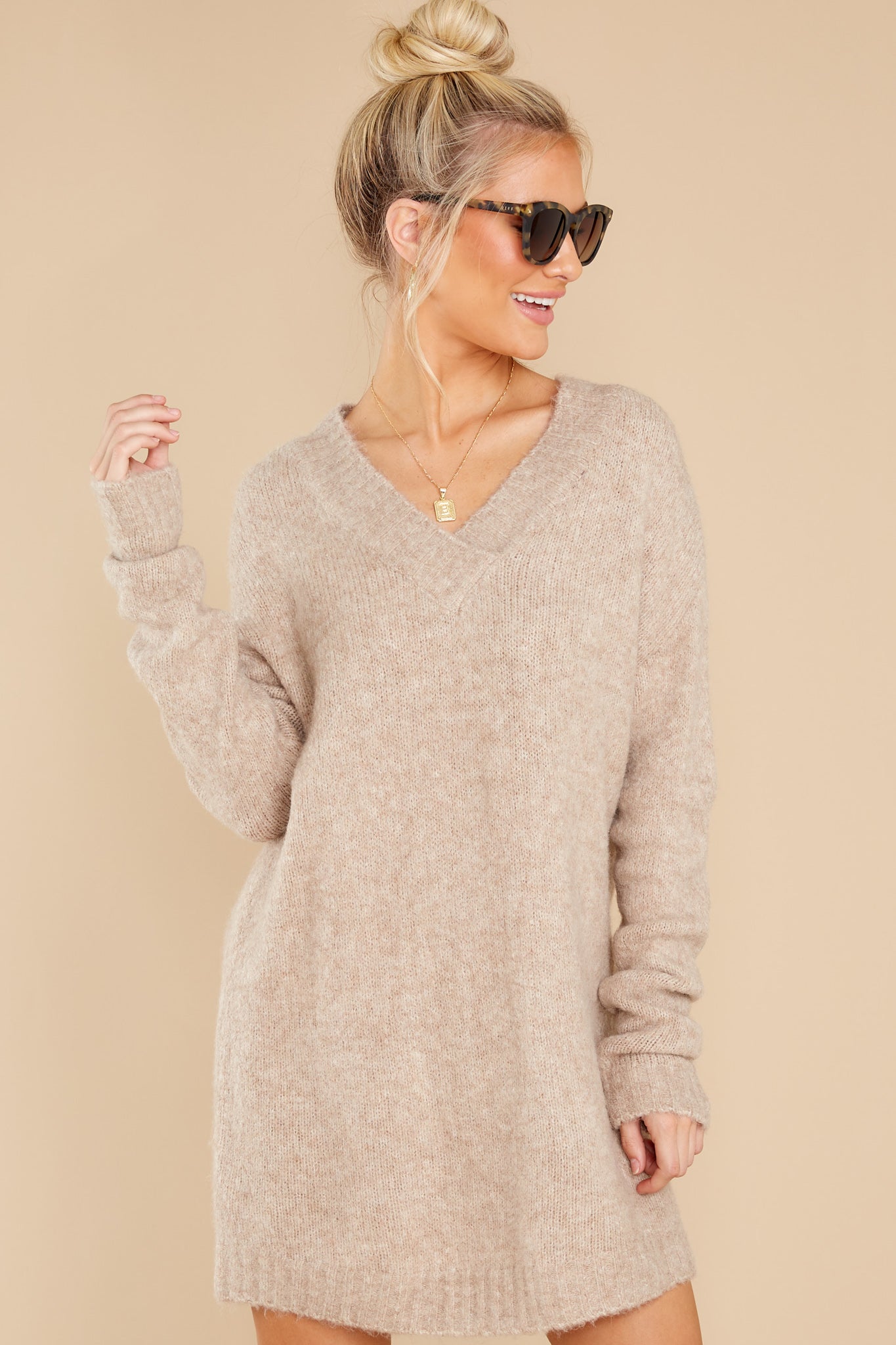 Forever In Love Oatmeal Tunic Sweater