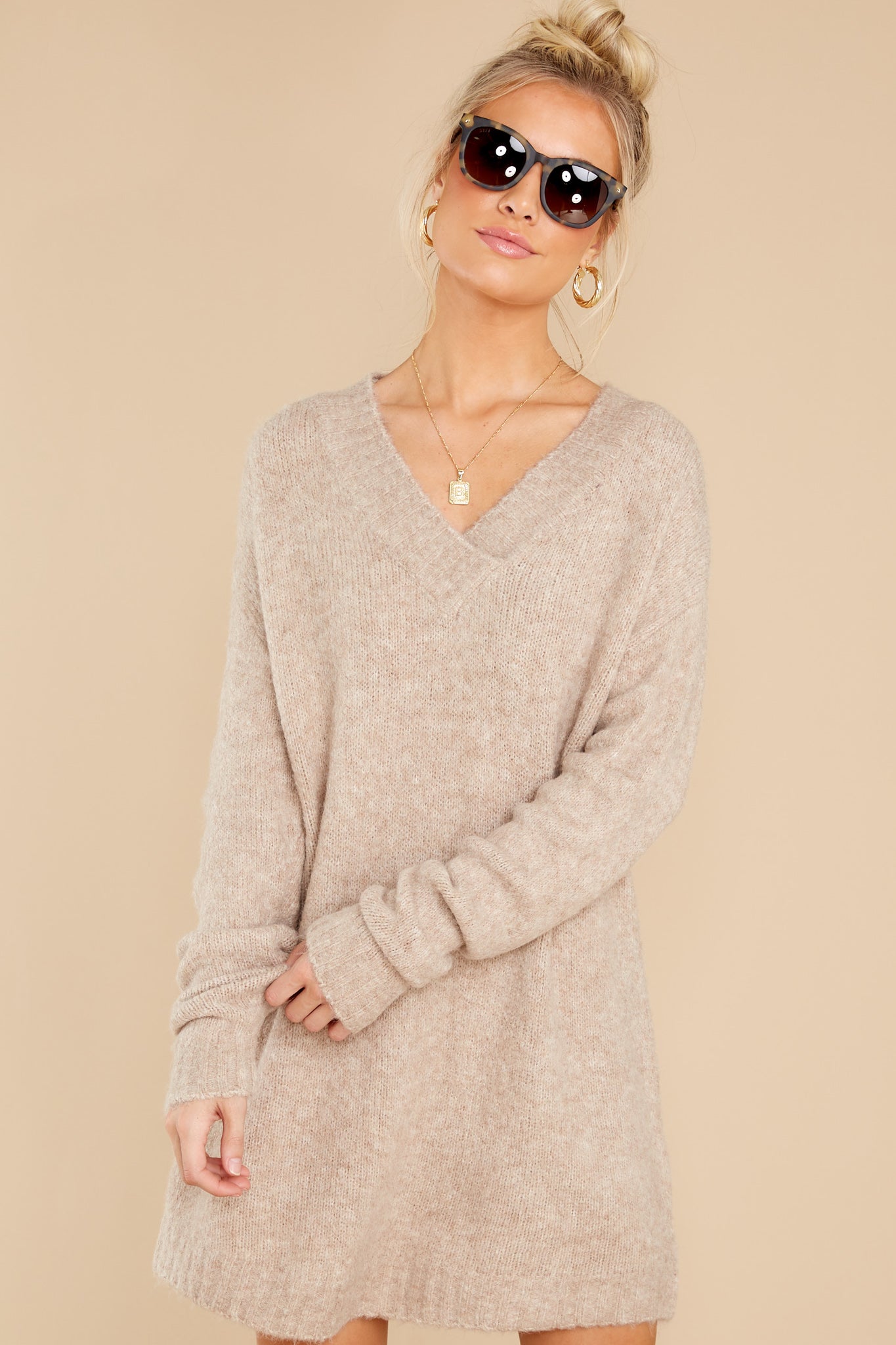 Forever In Love Oatmeal Tunic Sweater