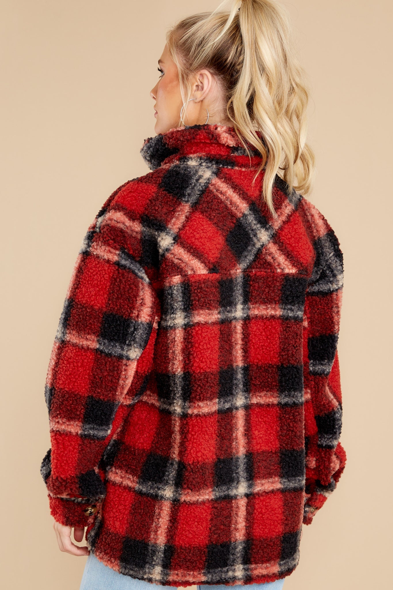 Can't Wait To See You Red Plaid Shacket